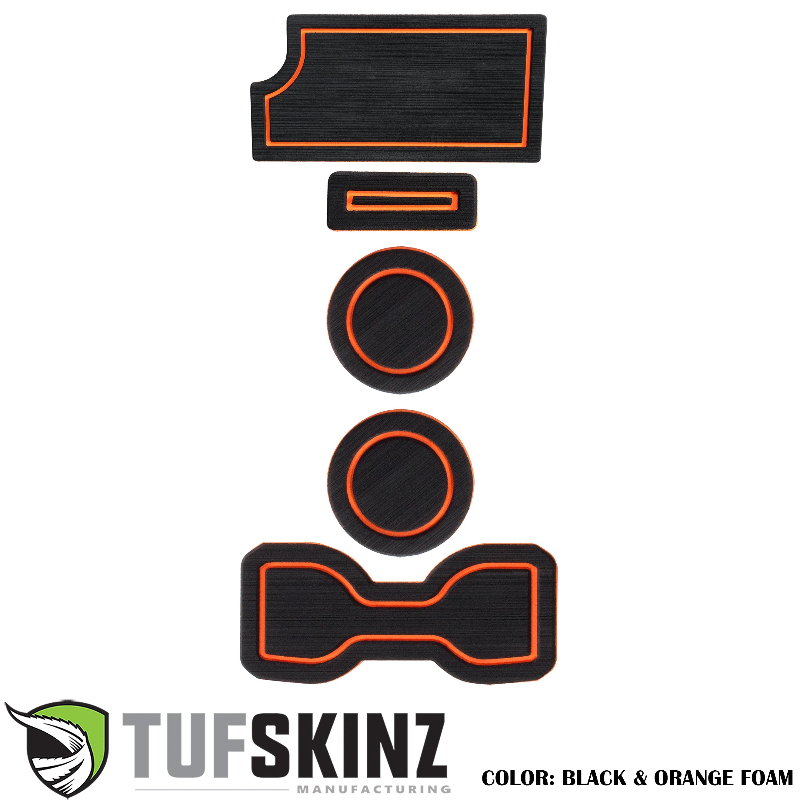 FOAM Cup Holder Inserts(Include QI Insert/Manual) Inserts Fits 2016-2022 Toyota Tacoma Manual Yes - Add QI Charger Insert Black/Orange