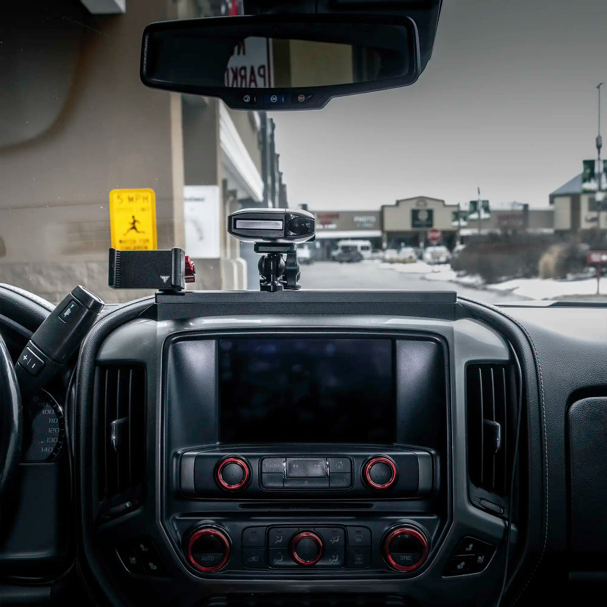TRAXX™ - Slim Track Dash Bracket With Qi2.2/MagSafe Charging & Cooling Holder | 2014-2018 Chevrolet Silverado & GMC Sierra, 2015-2019 Silverado HD & Sierra HD