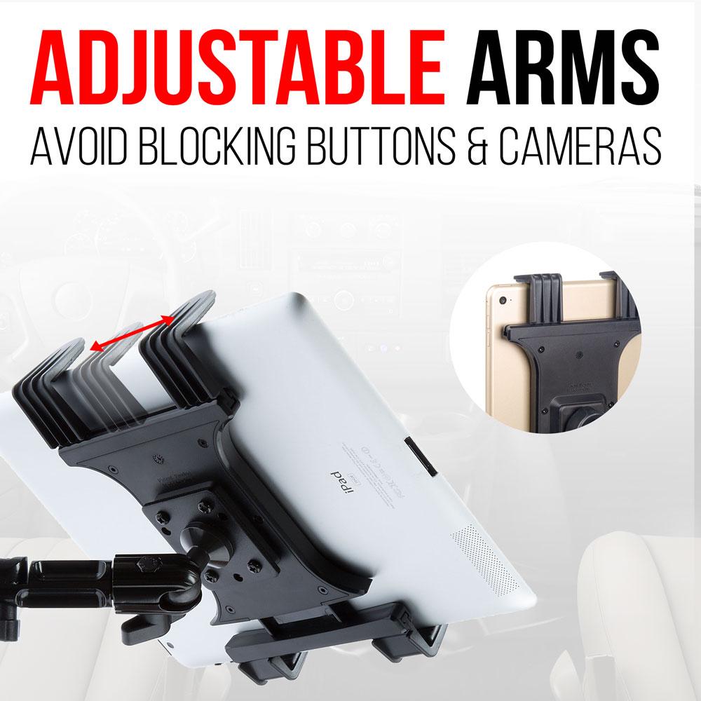 Tackform tablet holder with AMPS base and modular arm for universal fit