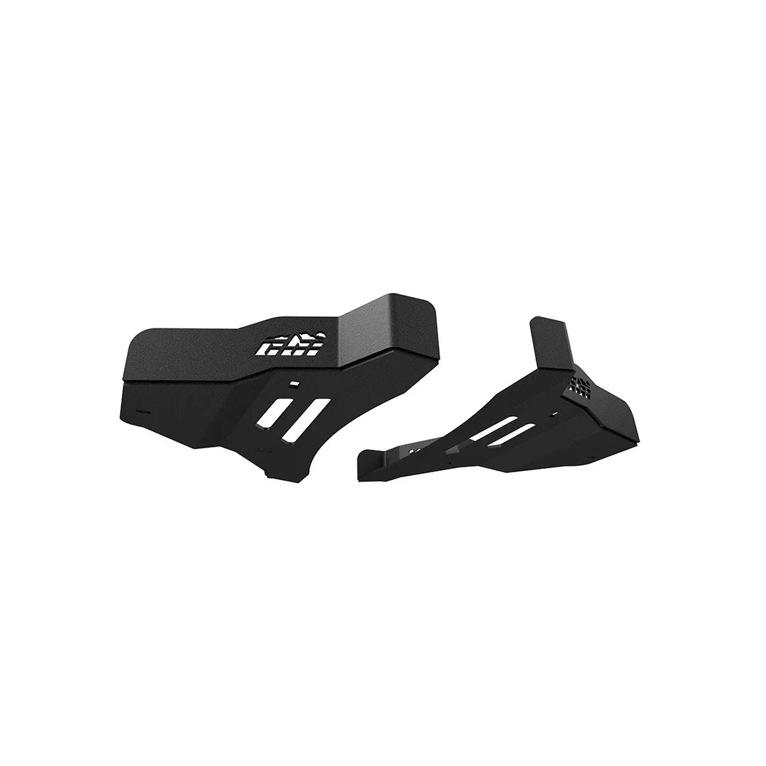 Pair of black steel lower control arm skid plates for 2024 Toyota Tacoma