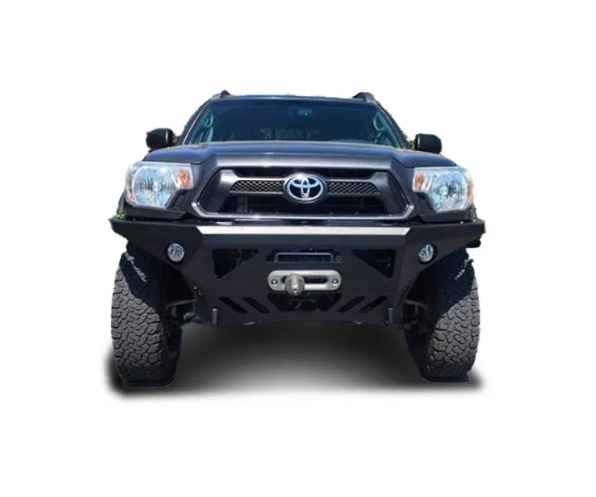 2015 Toyota Tacoma with off-road front bumper and winch, overlanding vehicle accessory