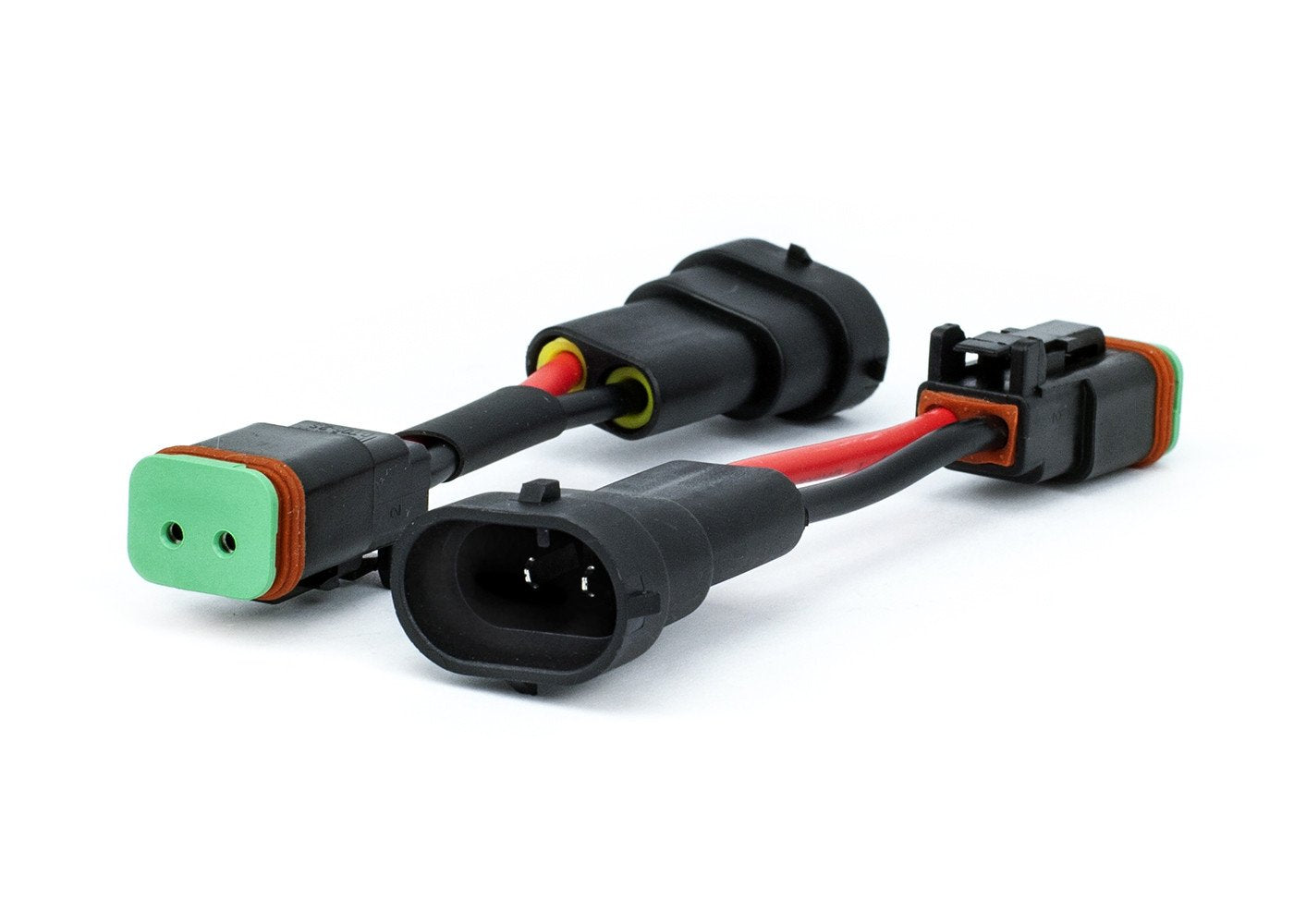 Toyota Tacoma fog light adapter wiring harness with connectors on white background