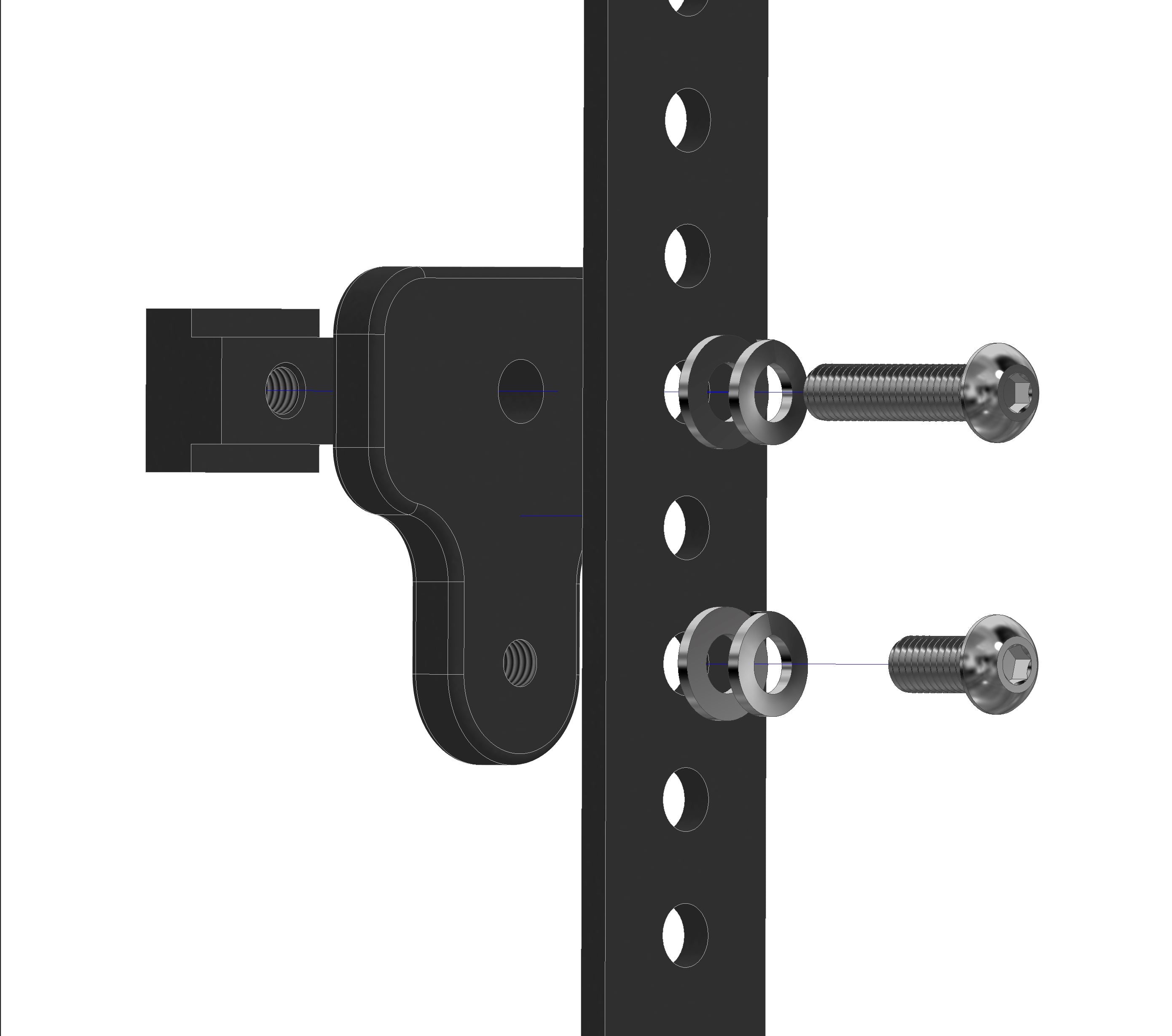 Toyota truck bed rail mounting bracket with bolts and hardware for overlanding accessories
