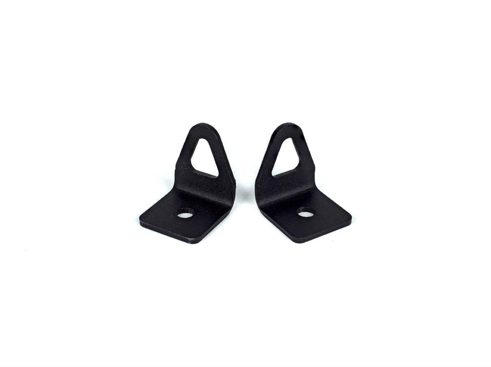 Pair of black metal bed tie down brackets for Toyota Tacoma and Tundra truck beds