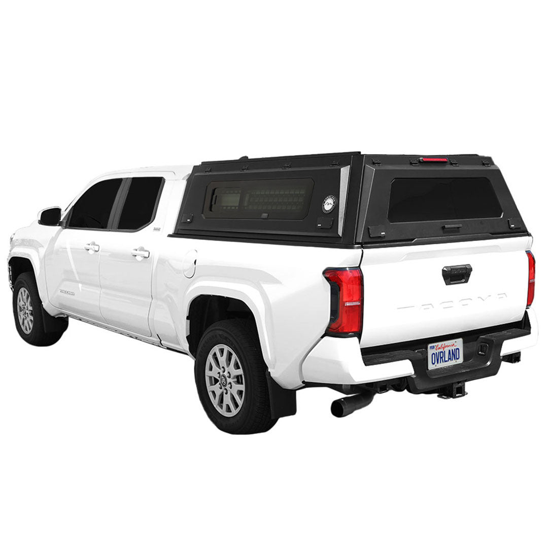 Toyota Tacoma truck cap overland bed cap with rear access doors and integrated brake light
