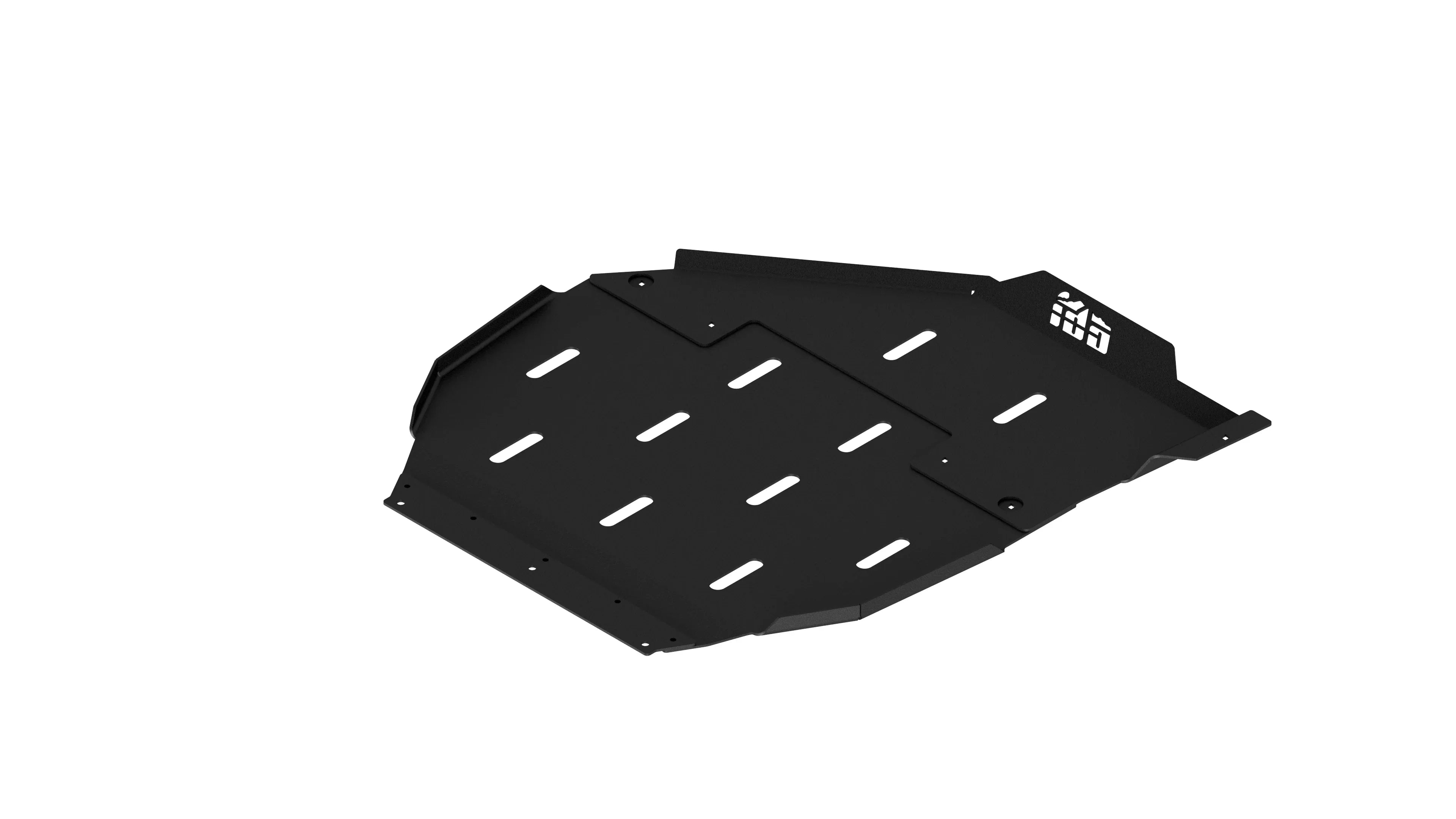 Black steel transmission transfer case skid plate for Toyota, Jeep, and Ford off-road vehicles