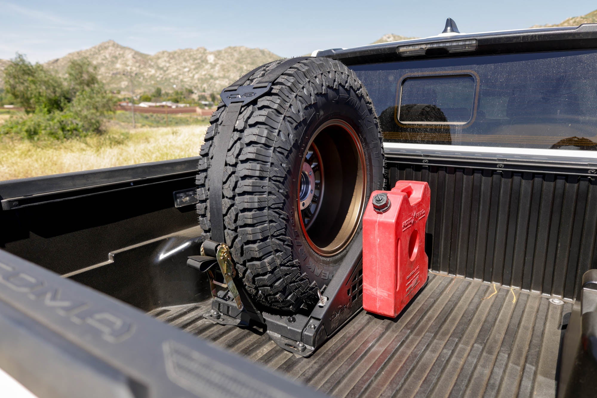 Truck-Bed-Universal-Tire-Carrier-_-Accessory-Mount-Installed-5 - NVMOS