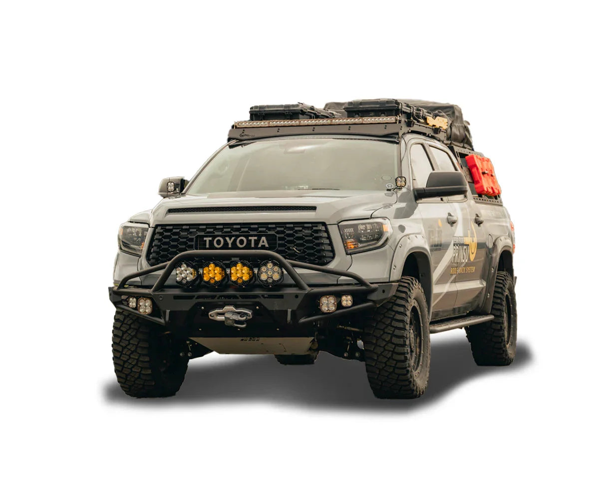 Toyota Tundra overland truck with off-road accessories and expedition gear