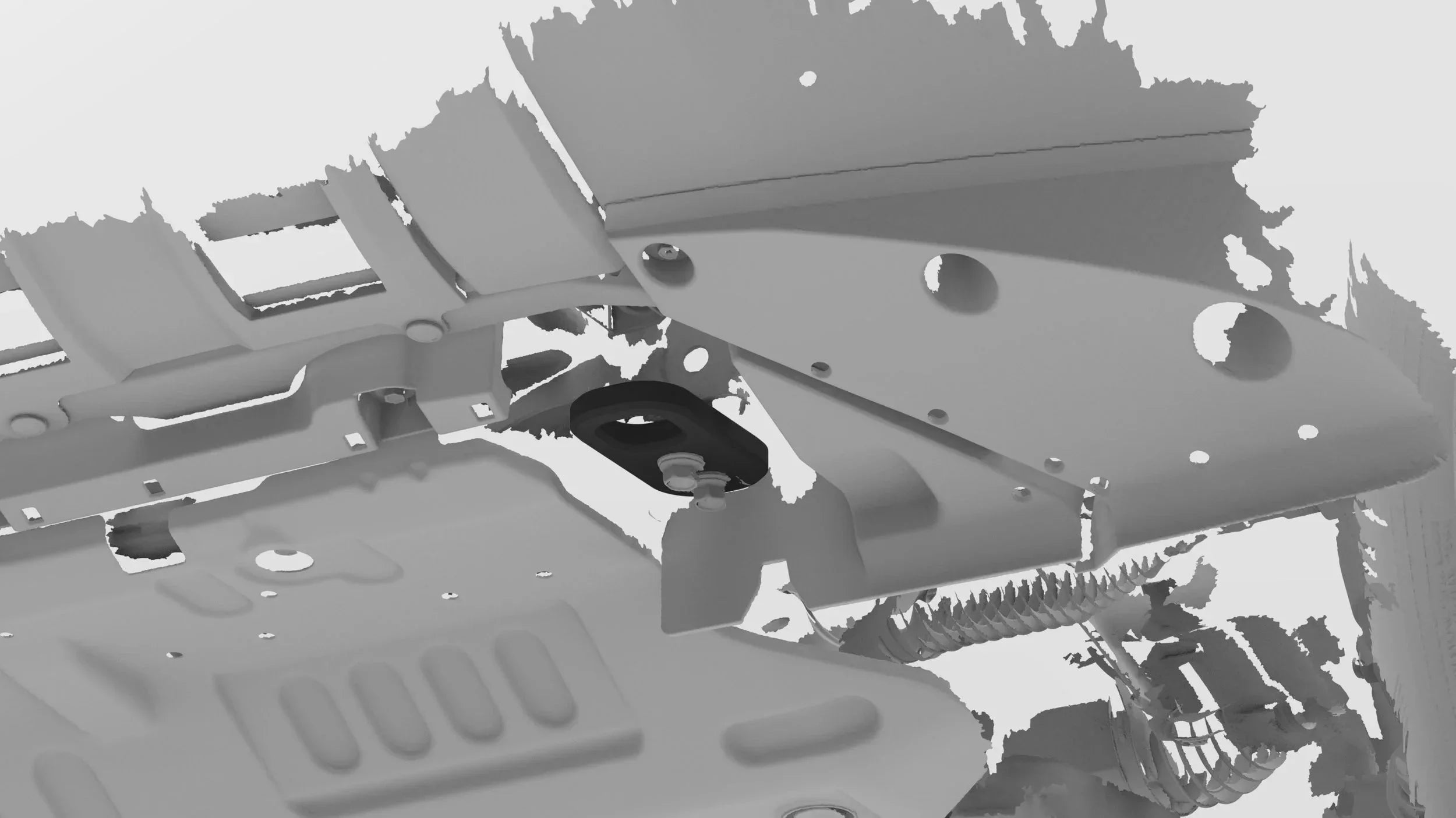 3D render of off-road vehicle skid plate and undercarriage armor for Toyota Tacoma or 4Runner