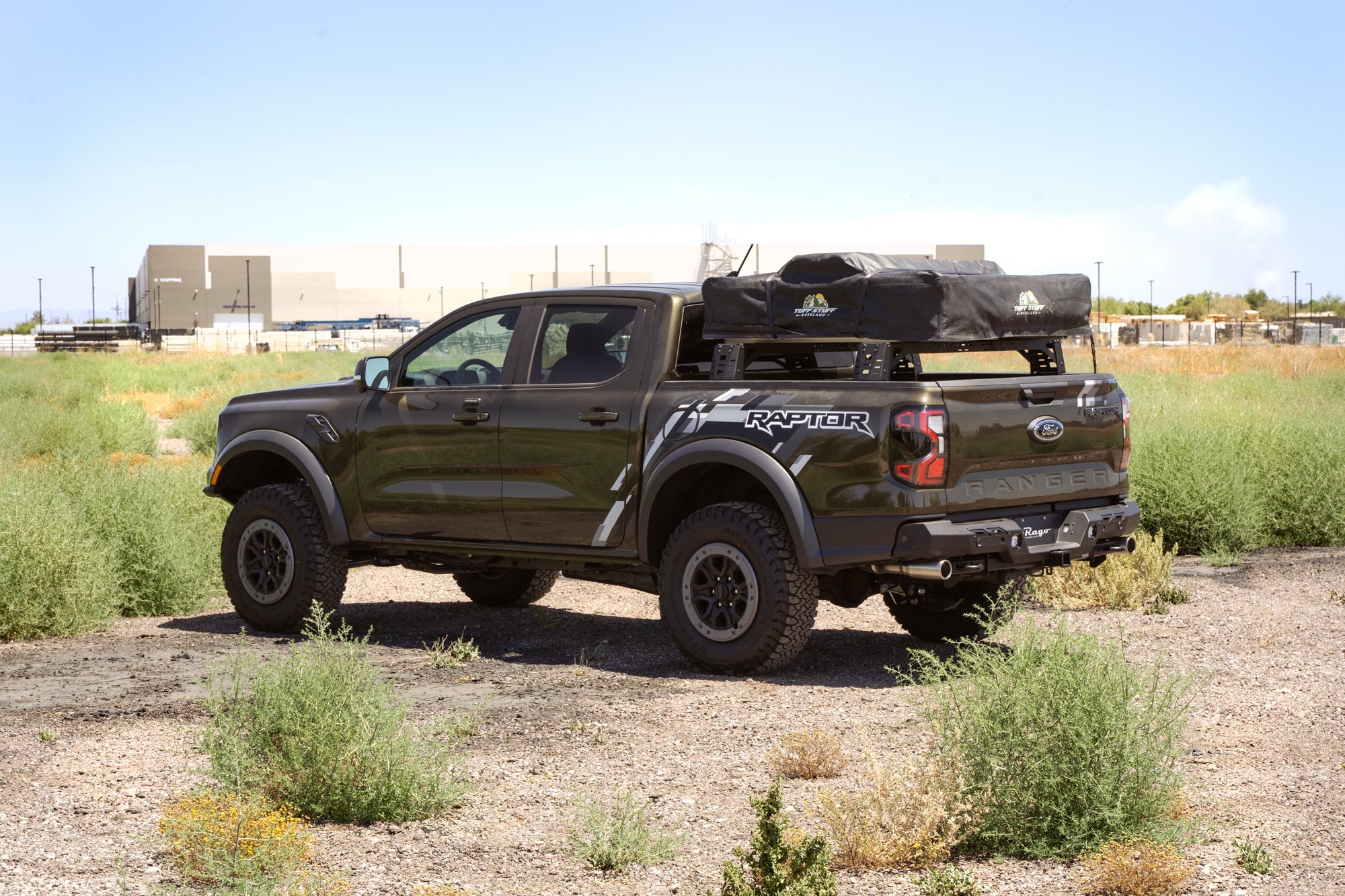 Universal-Truck-Bed-Rack-Cargo-Rails-Ranger-Raptor-w-tent-1 - NVMOS