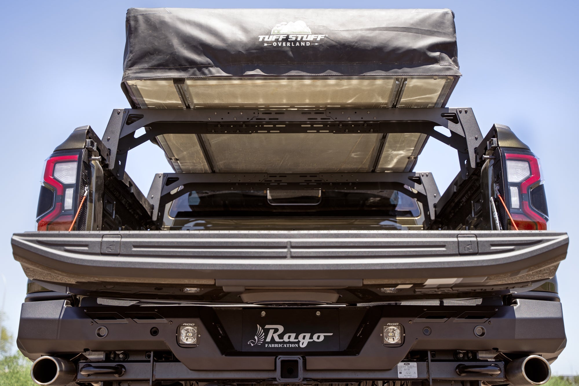 Universal-Truck-Bed-Rack-Cargo-Rails-Ranger-Raptor-w-tent-7 - NVMOS