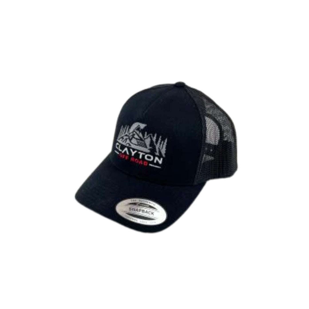 Clayton Off Road black Mountain snapback hat, universal fit