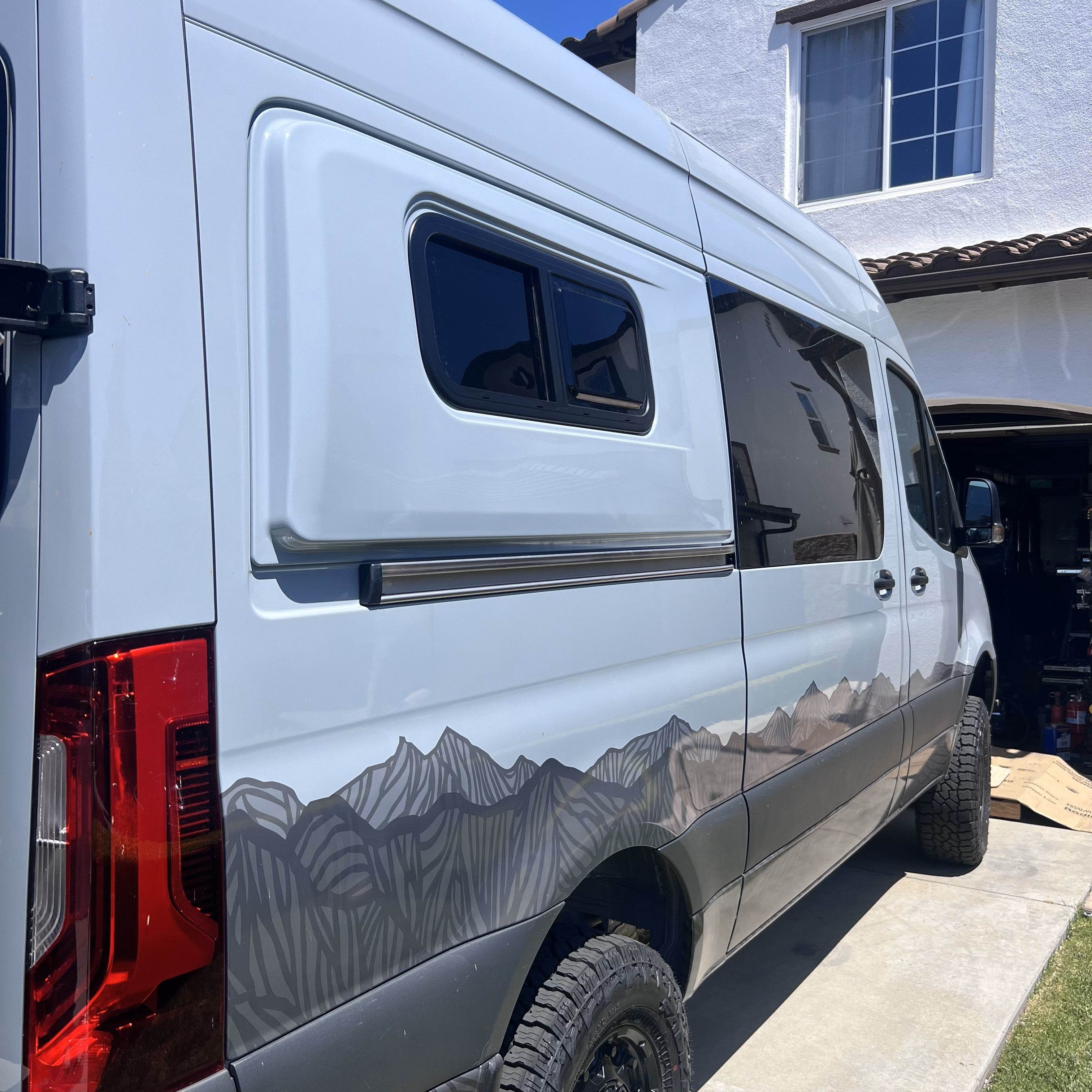 Acrylic Slider Window w/ Clamp Ring (Passenger Side) for Sprinter Van Wideout