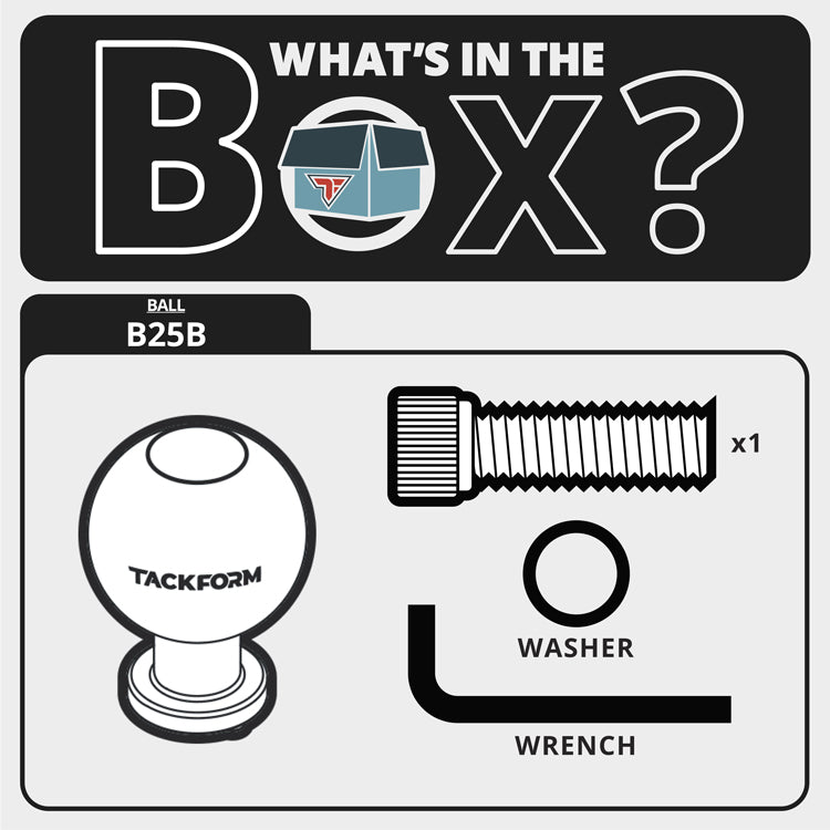 Tackform B25B 25.4mm rubber ball with Type B connection for universal fit