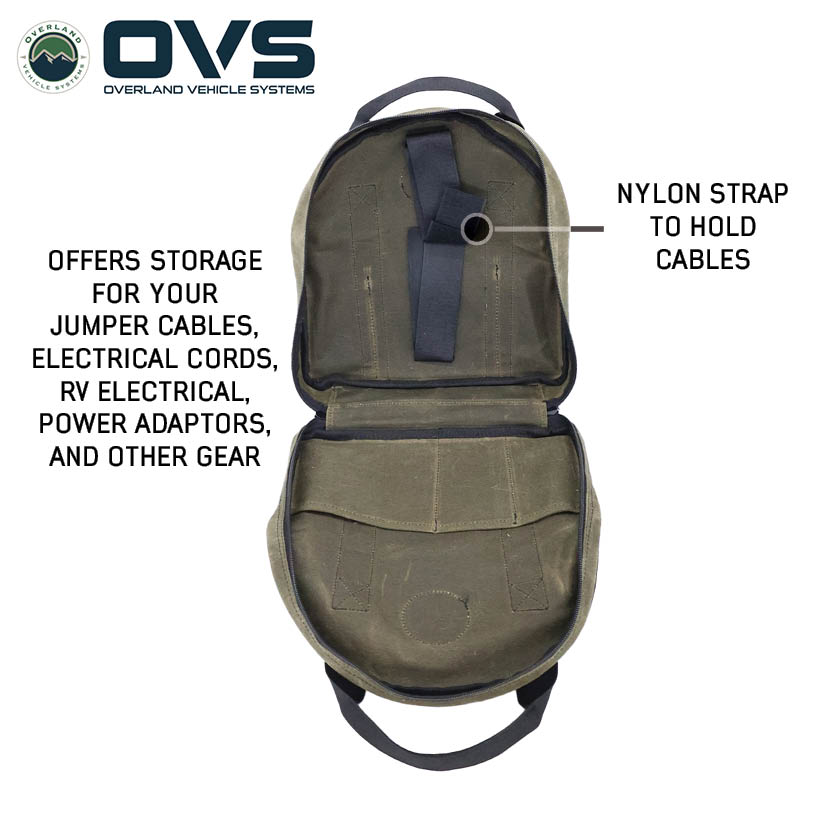 Overland Vehicle Systems Canyon #16 waxed canvas jumper cable storage bag - view 4