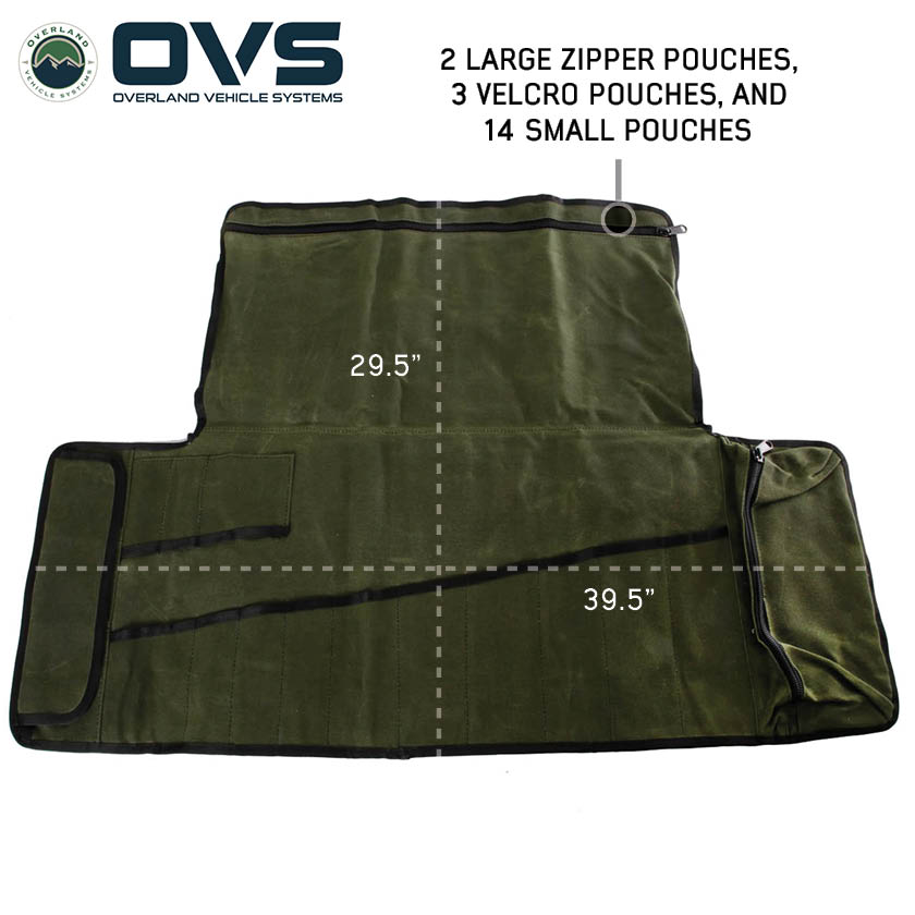Overland Vehicle Systems Canyon rolled general tool storage bag in waxed canvas - view 3