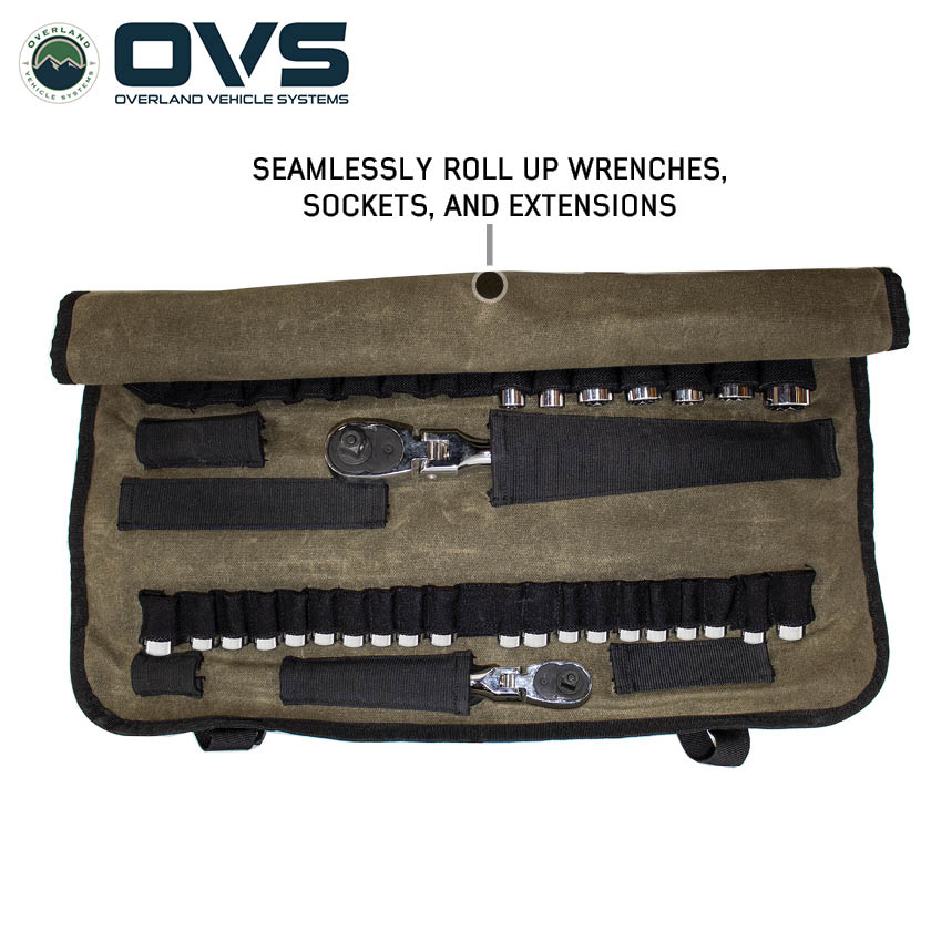 Overland Vehicle Systems Canyon rolled socket organizer bag in waxed canvas - view 4