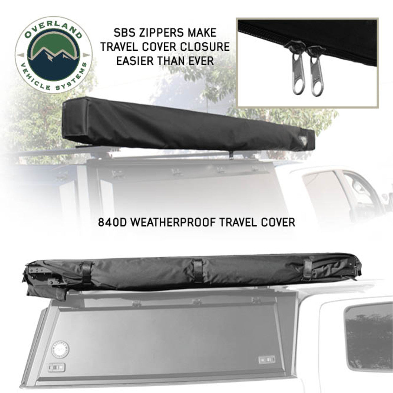 XD Nomadic 2.0 - 6.5' Awning - W/ Lights, Black Out, Black Fabric & Travel Cover Universal
