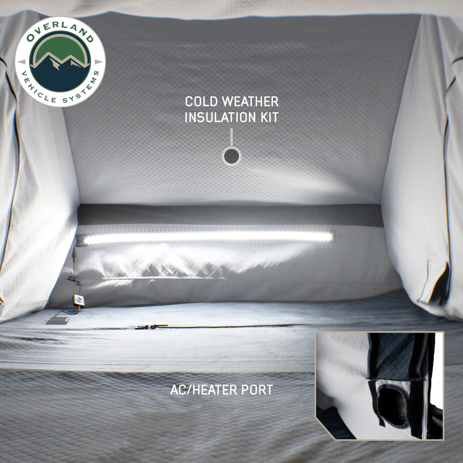 Overland Vehicle Systems XD Atlas cantilever hard shell roof top tent, blue body and black rainfly - view 4