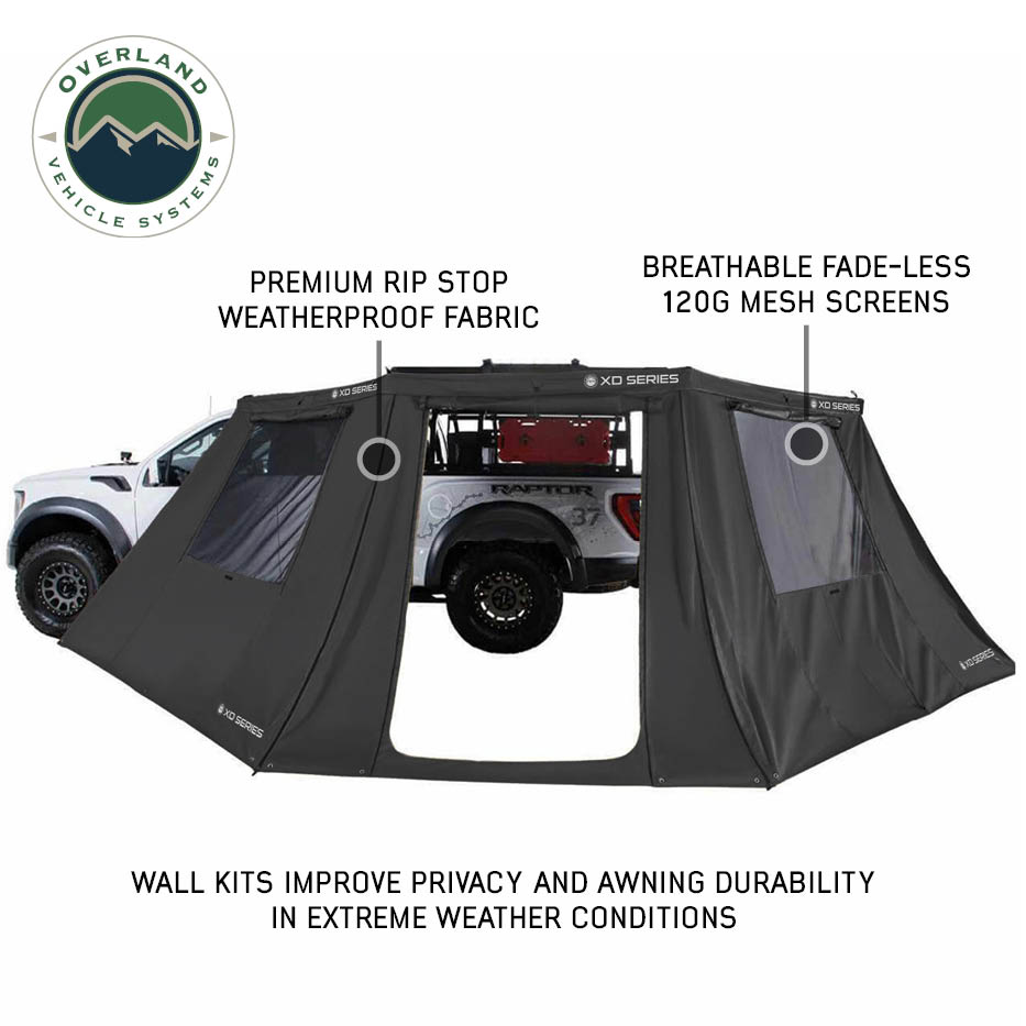 Overland Vehicle Systems XD Nomadic 180 LTE awning walls in black - view 2