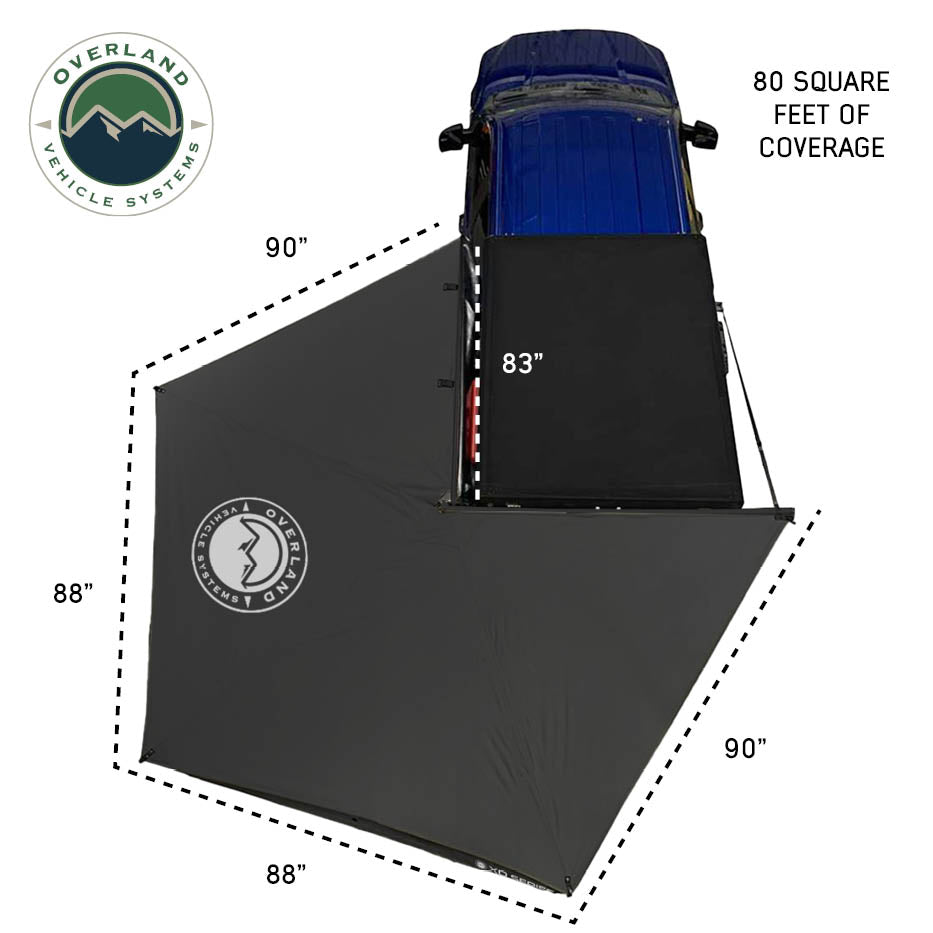 Overland Vehicle Systems XD Nomadic 270 LT awning with black fabric and travel cover - view 2