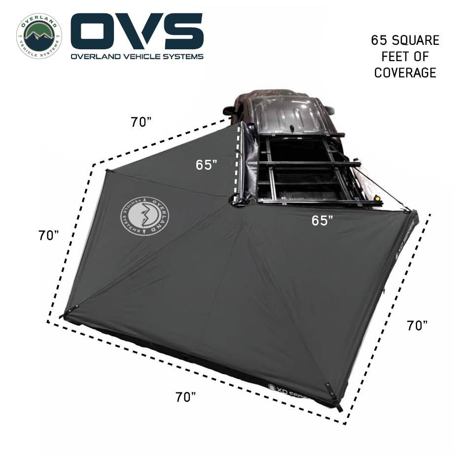 Overland Vehicle Systems XD Nomadic 270 LTE awning with black fabric and travel cover - view 2