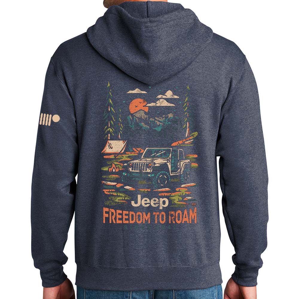 Sudadera con capucha y cremallera Jeep® Freedom To Roam para hombre, azul marino jaspeado