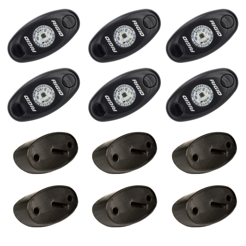 RIGID A-Series Rock Light Kit, Amber, 6 Lights