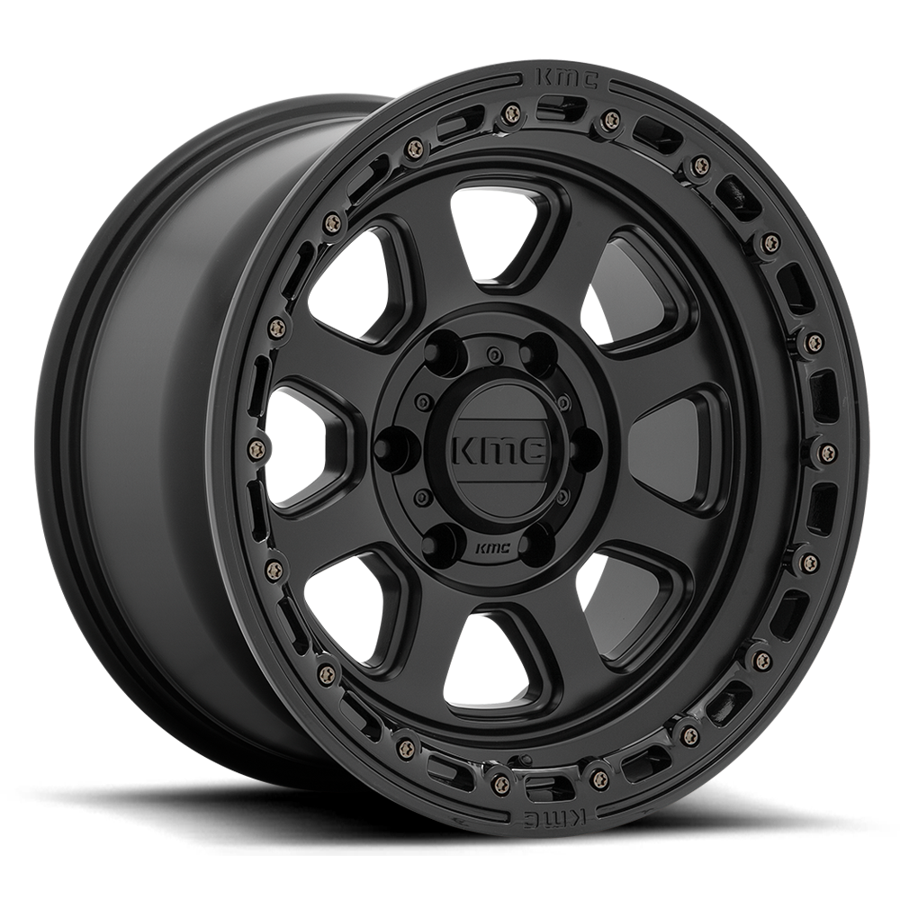 KMC KM548 Chase wheel in Satin Black with Gloss Black Lip, universal fit