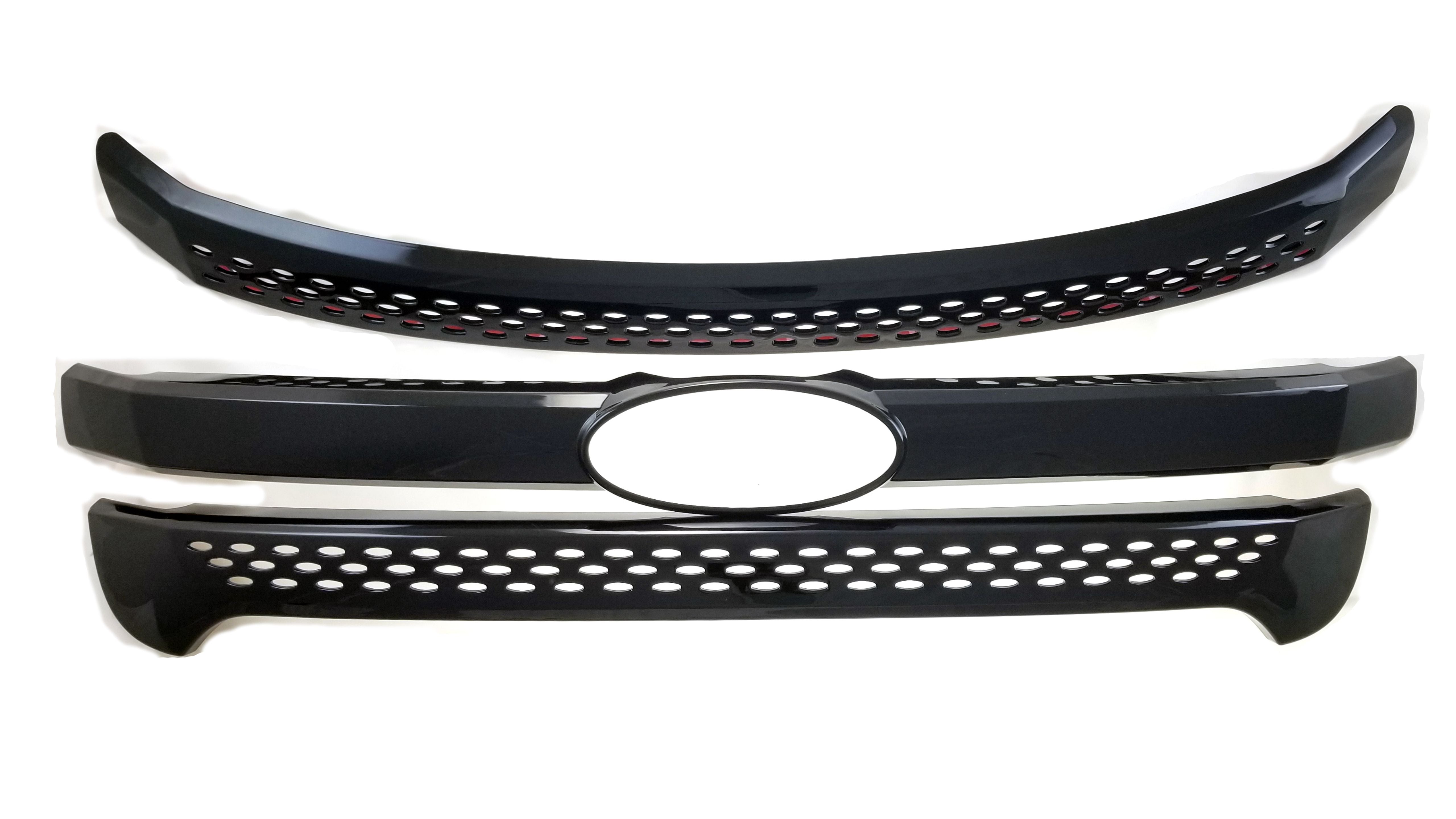ABS6404BLK 11-15 Ford Explorer Does Not Fit Sport 3 PCS Gloss Black Tape-on Grille Overlay