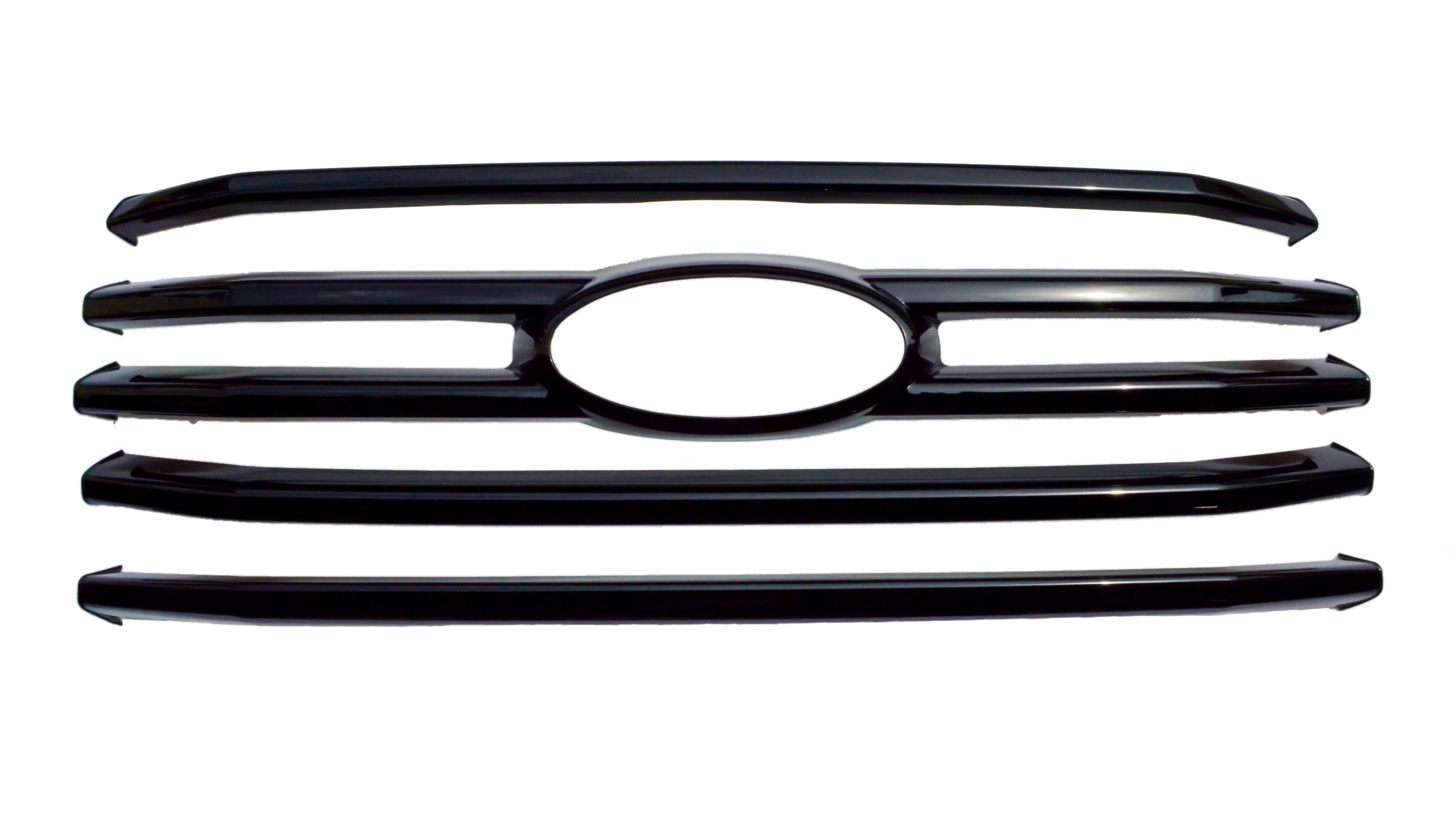 ABS6411BLK 15-17 Ford F-150 XLT 4 PCS Gloss Black Tape-on Grille Overlay