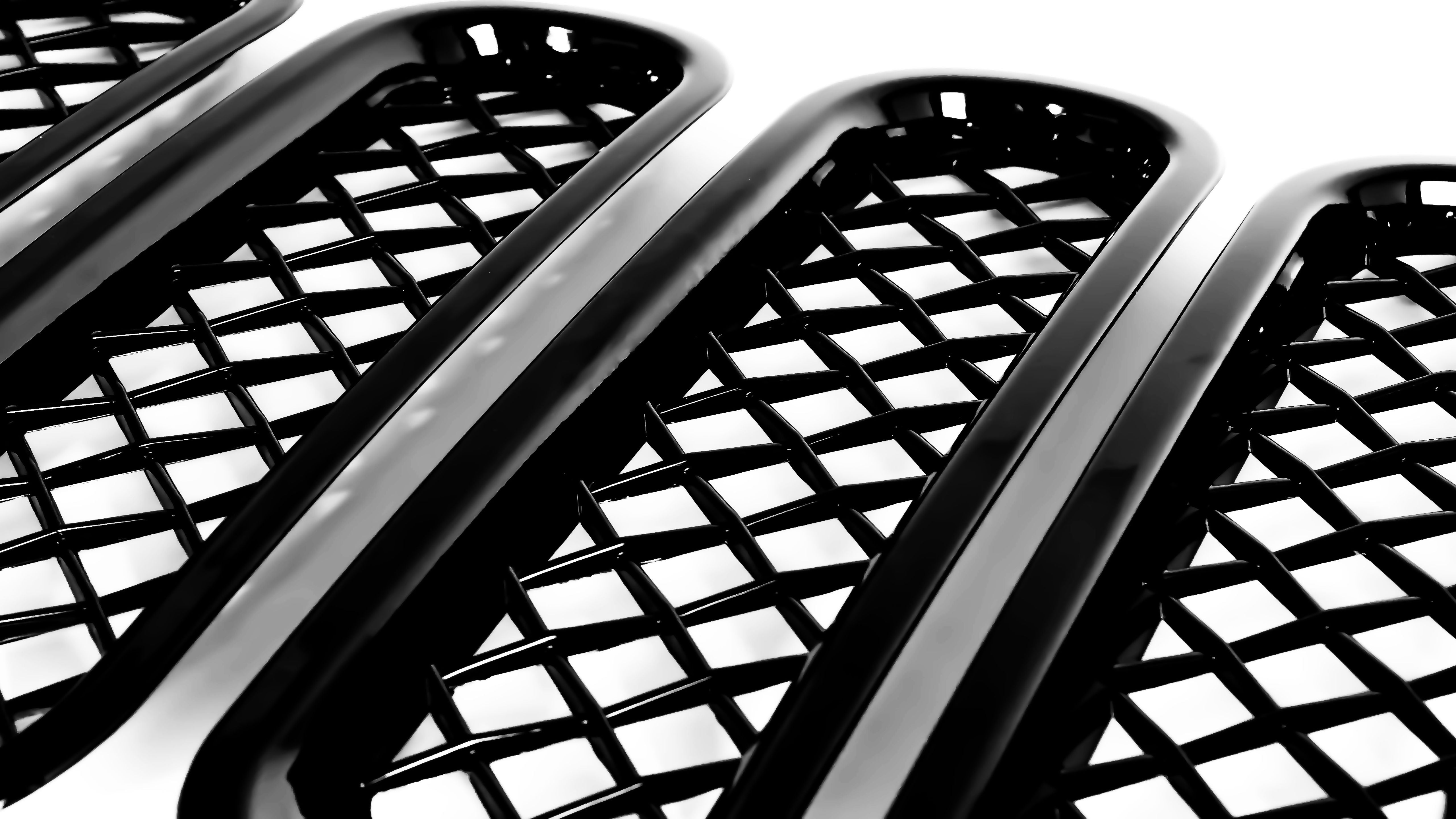 ABS6414BLK 2018 Jeep Wrangler JK Sport/Sahara/Rubicon/Unlimited Sport 7 PCS Gloss Black Tape-on Grille Overlay