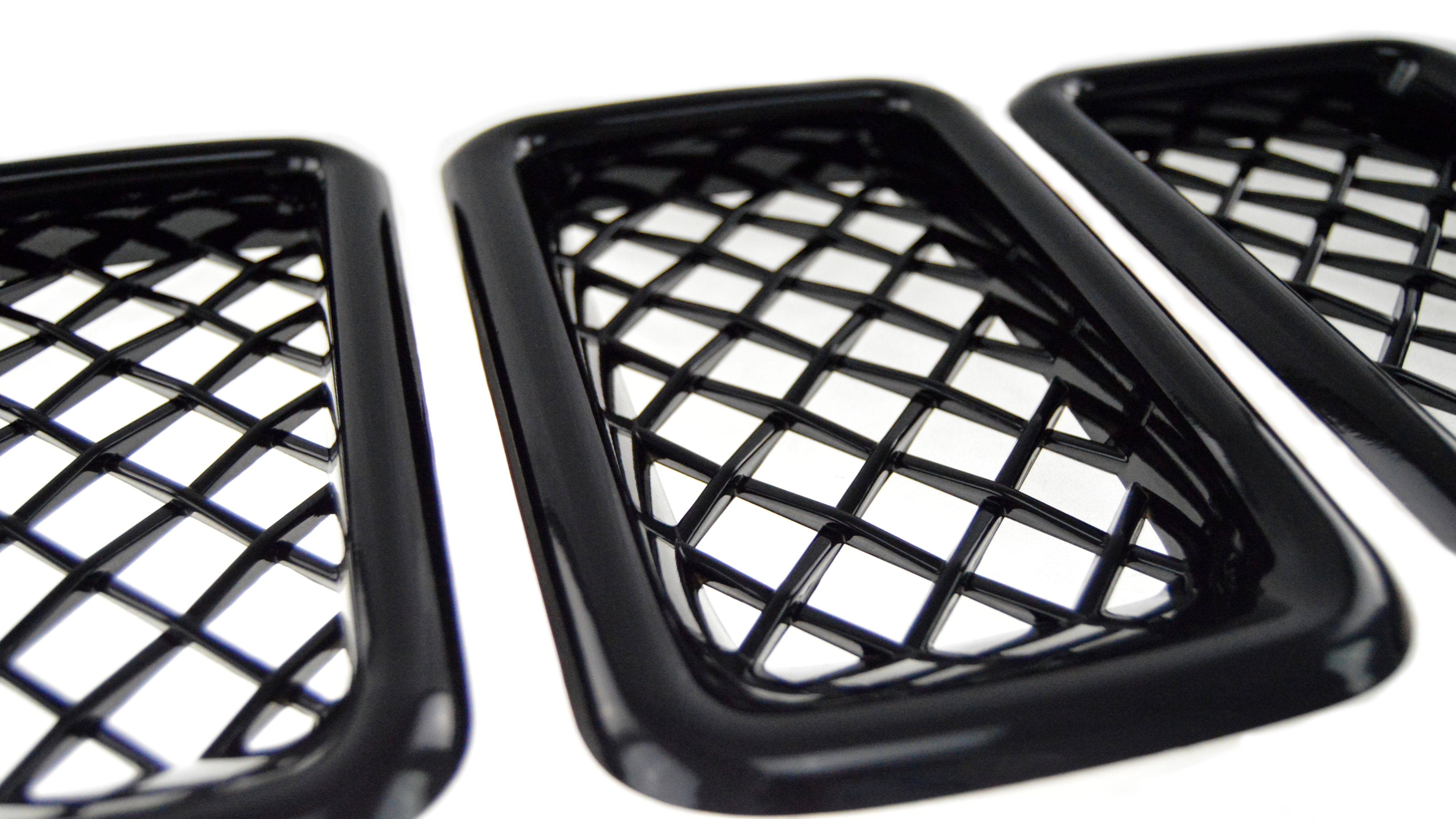 ABS6422BLK 11-17 Jeep Compass 7 PCS Gloss Black Tape-on Grille Overlay