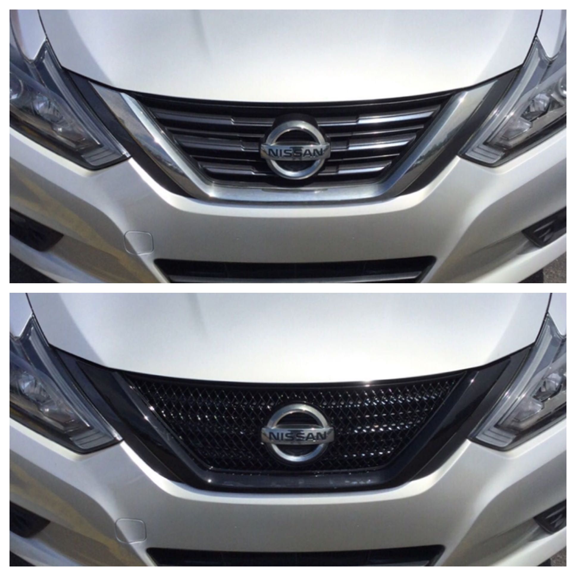 ABS6436BLK 16-18 Nissan Altima S/SR/SV/SL 1 PC Gloss Black Tape-on Grille Overlay
