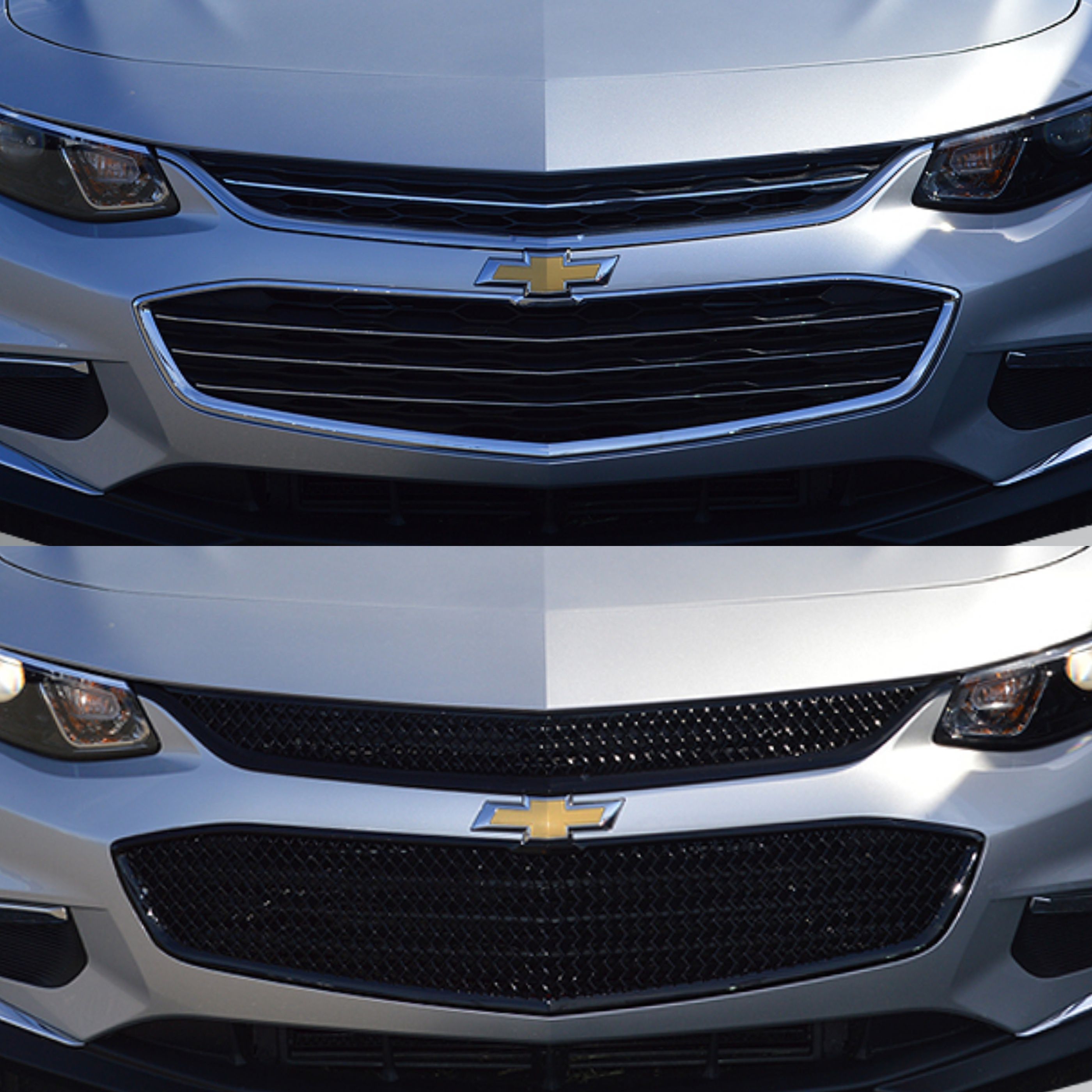 ABS6457BLK 16-18 Chevrolet Malibu L/LS/LT/LTZ/Hybrid 2 PCS Gloss Black Tape-on Grille Overlay