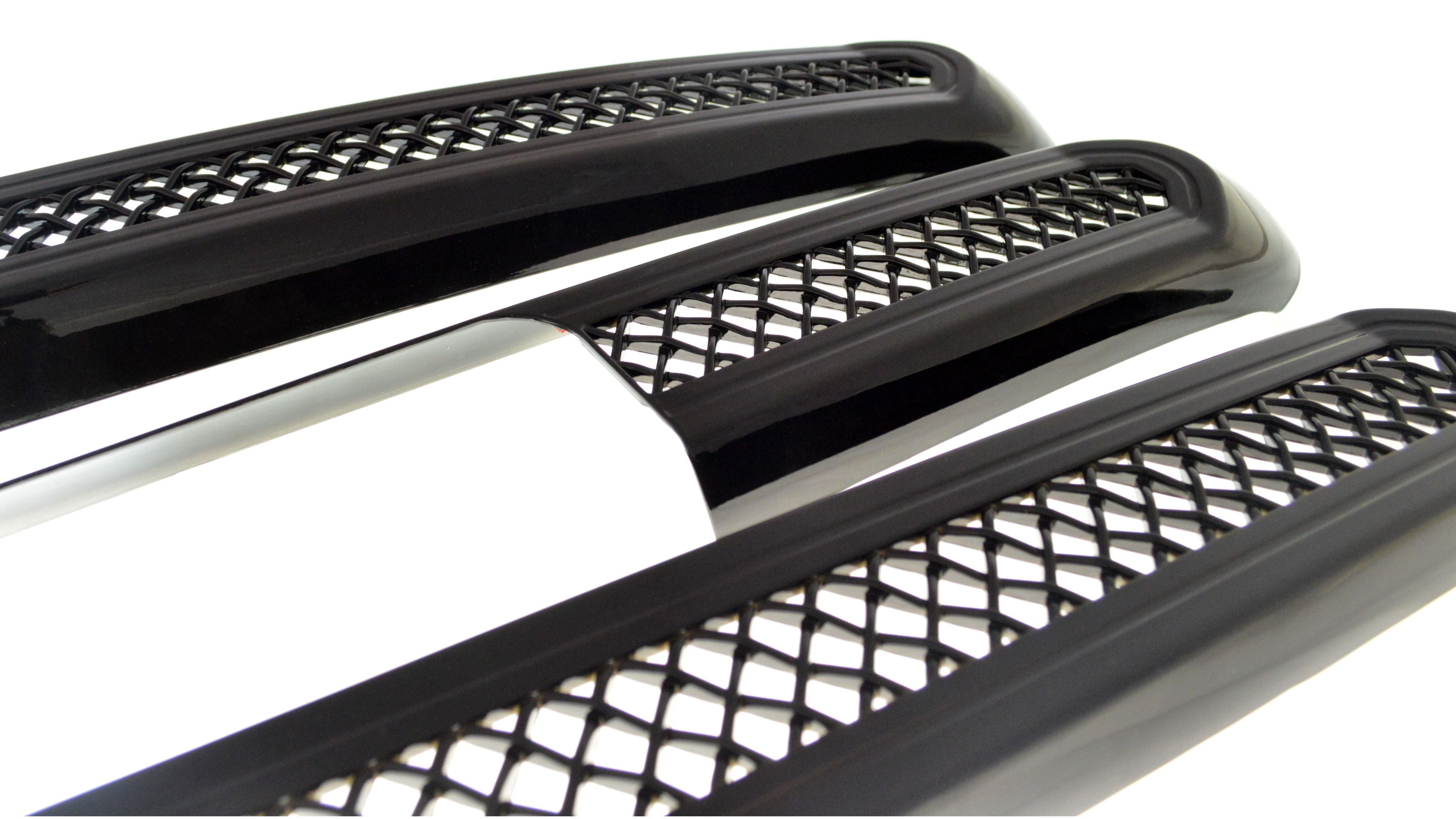 ABS6461BLK 15-18 GMC Sierra 2500 HD/Sierra 3500 HD SLE/SLT 3 PCS Gloss Black Tape-on Grille Overlay