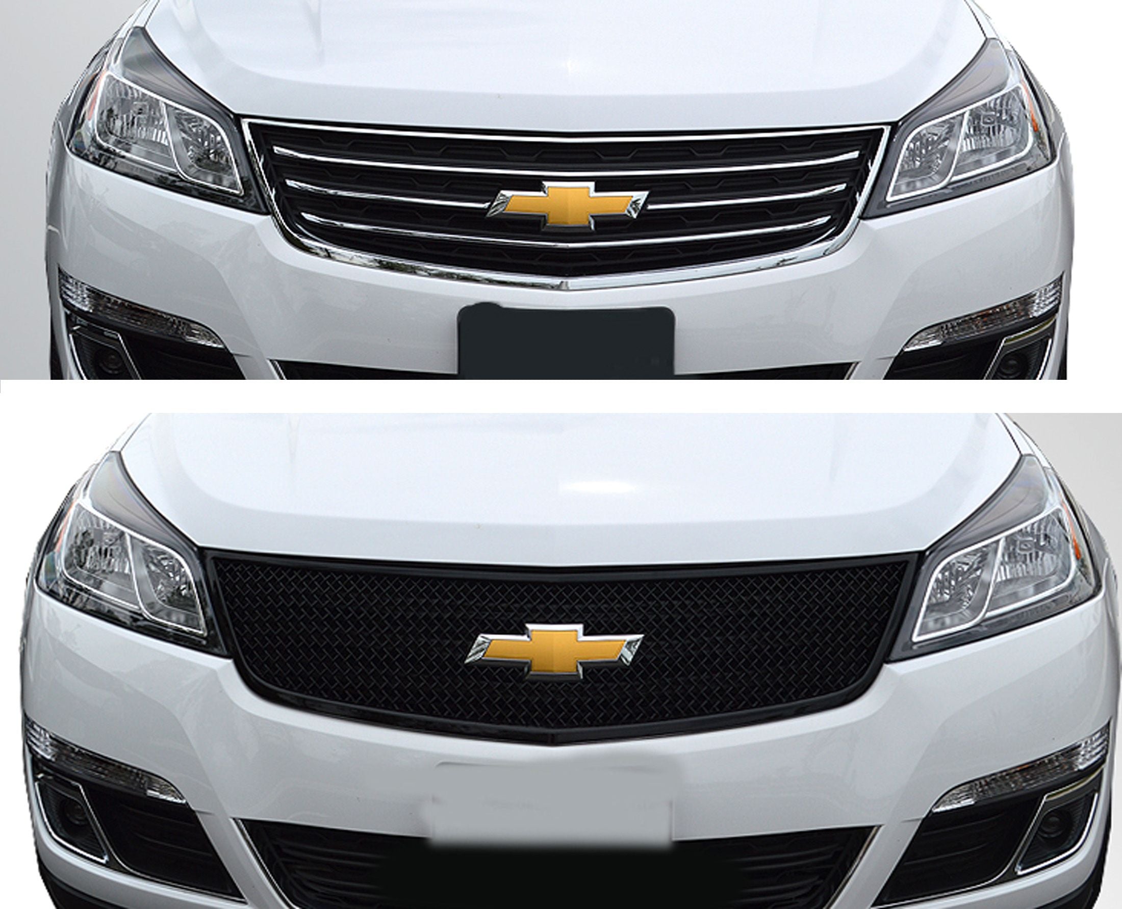 ABS6463BLK 13-17 Chevrolet Traverse LS/LT/LTZ 1 PC Gloss Black Tape-on Grille Overlay