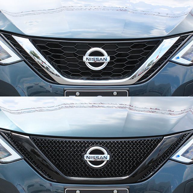 ABS6466BLK 16-19 Nissan Sentra 1 PC Gloss Black Tape-on Grille Overlay