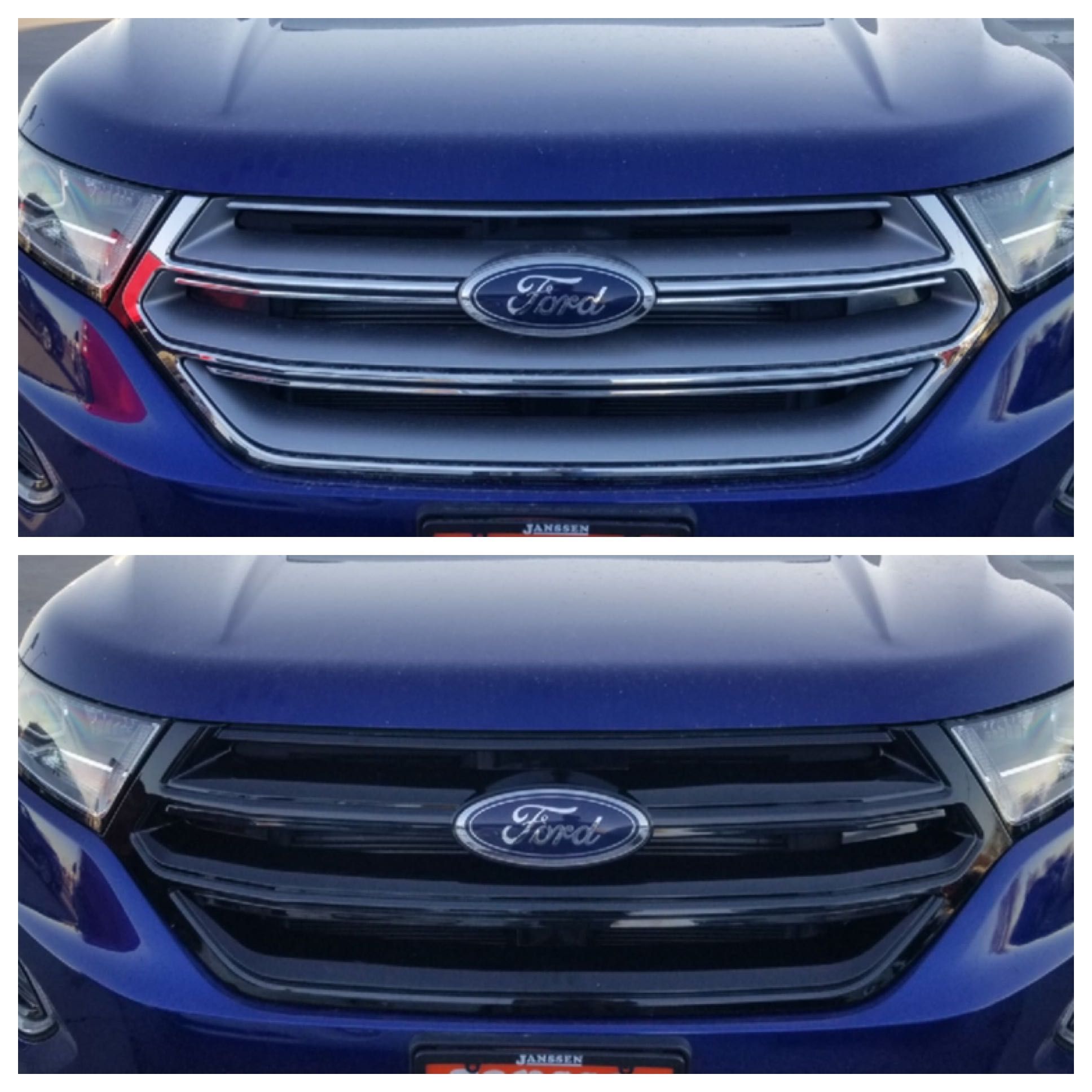 ABS6481BLK 15-18 Ford Edge Does not fit grille with Camera 1 PC Gloss Black Tape-on Grille Overlay