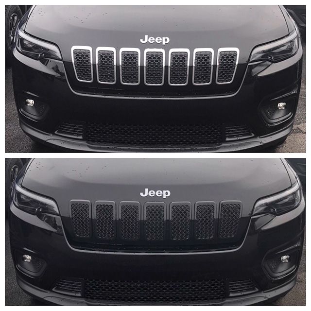 ABS6485BLK 19-22 Jeep Cherokee 7 PCS Gloss Black Tape-on Grille Overlay