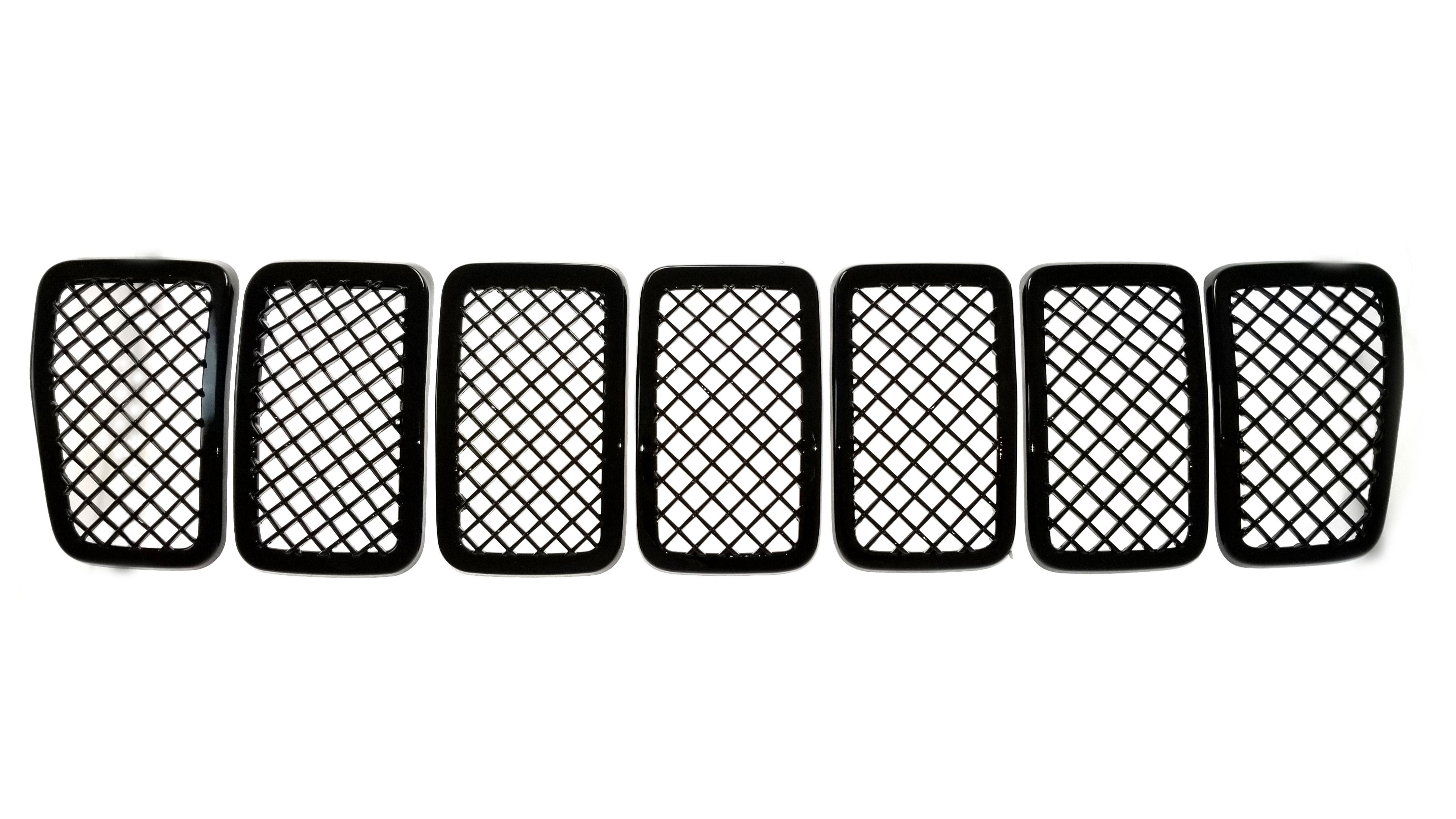 ABS6485BLK 19-22 Jeep Cherokee 7 PCS Gloss Black Tape-on Grille Overlay