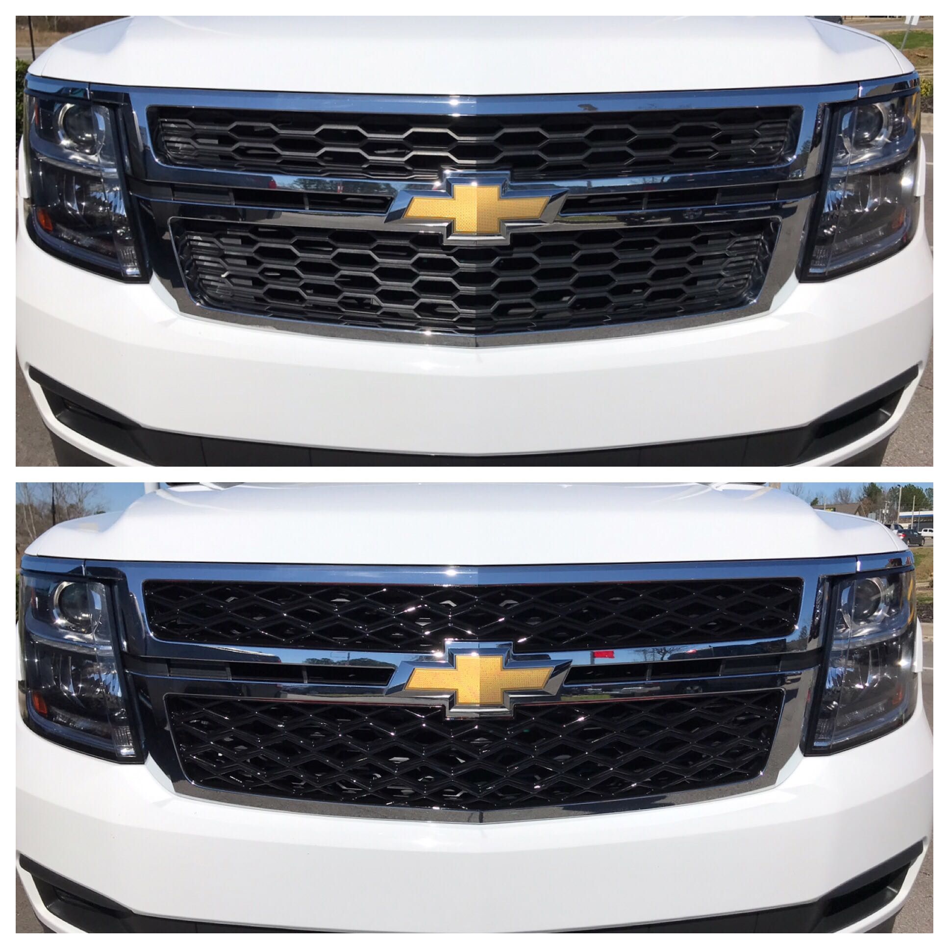 ABS6494BLK 15-20 Chevrolet Tahoe 2 PCS Gloss Black Tape-on Grille Overlay