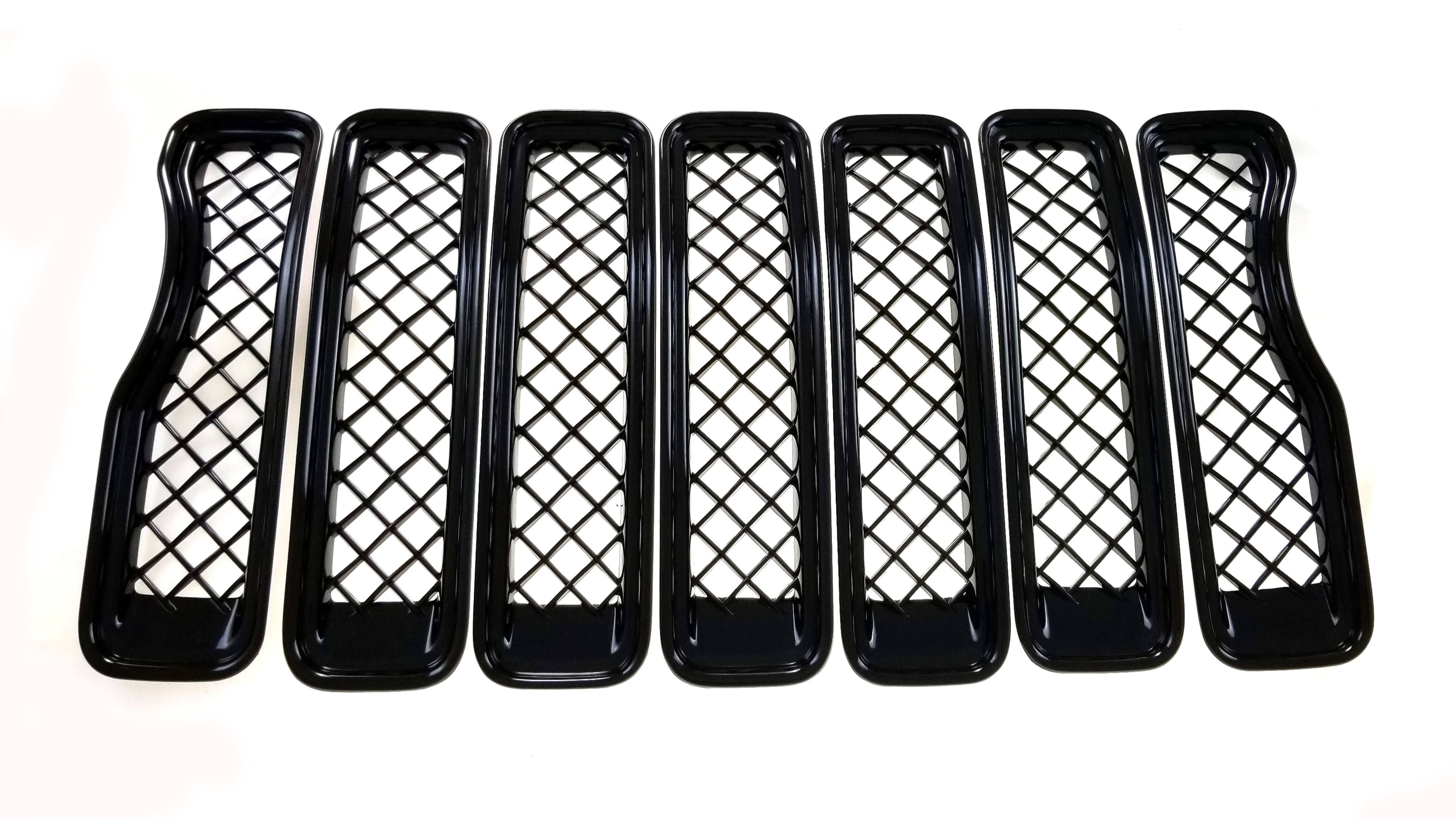 ABS6495BLK 19-22 Jeep Wrangler 7 PCS Gloss Black Tape-on Grille Overlay