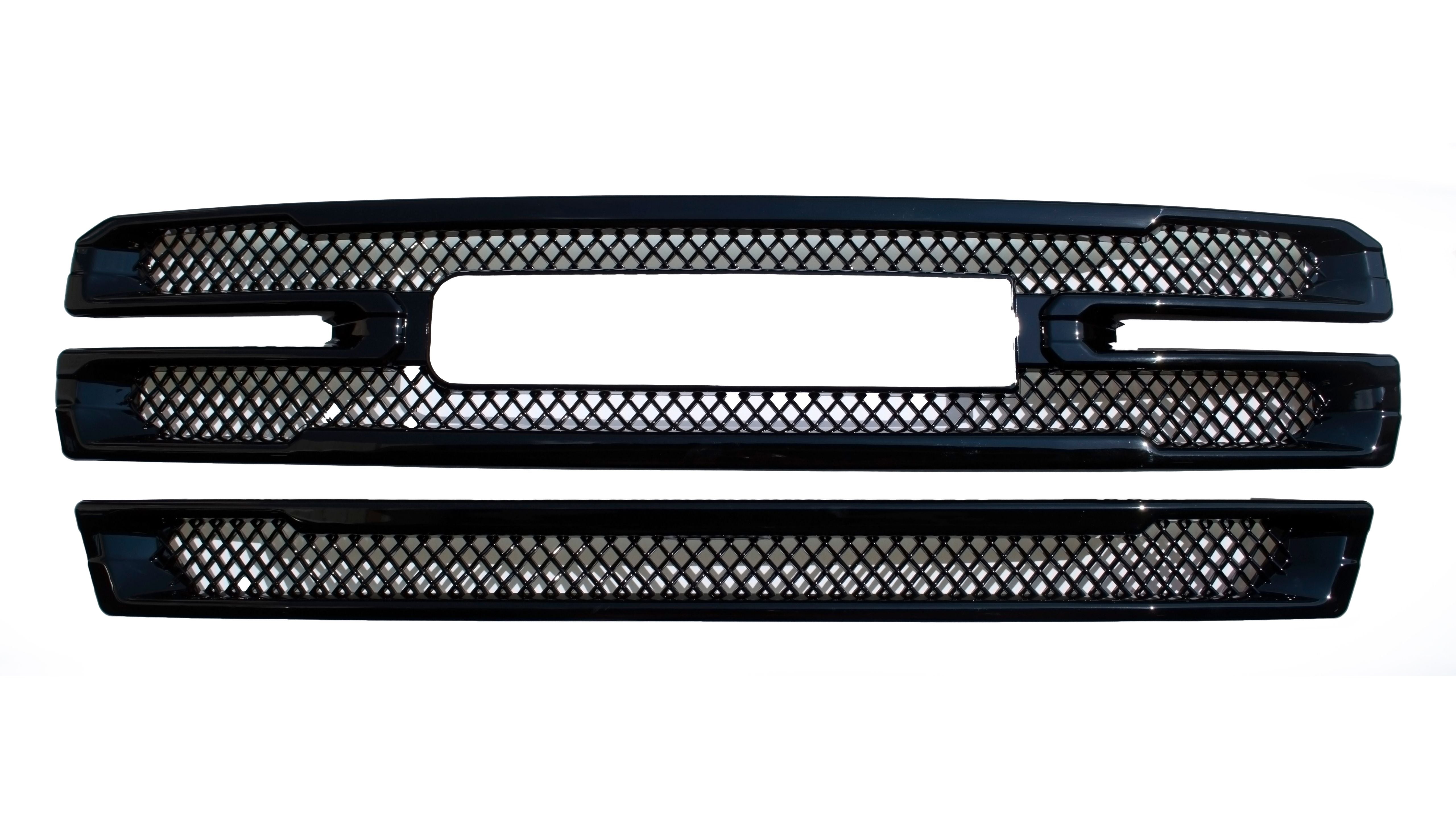 ABS6496BLK 19-21 GMC Sierra 1500 AT4/SLT 2 PCS Gloss Black Tape-on Grille Overlay