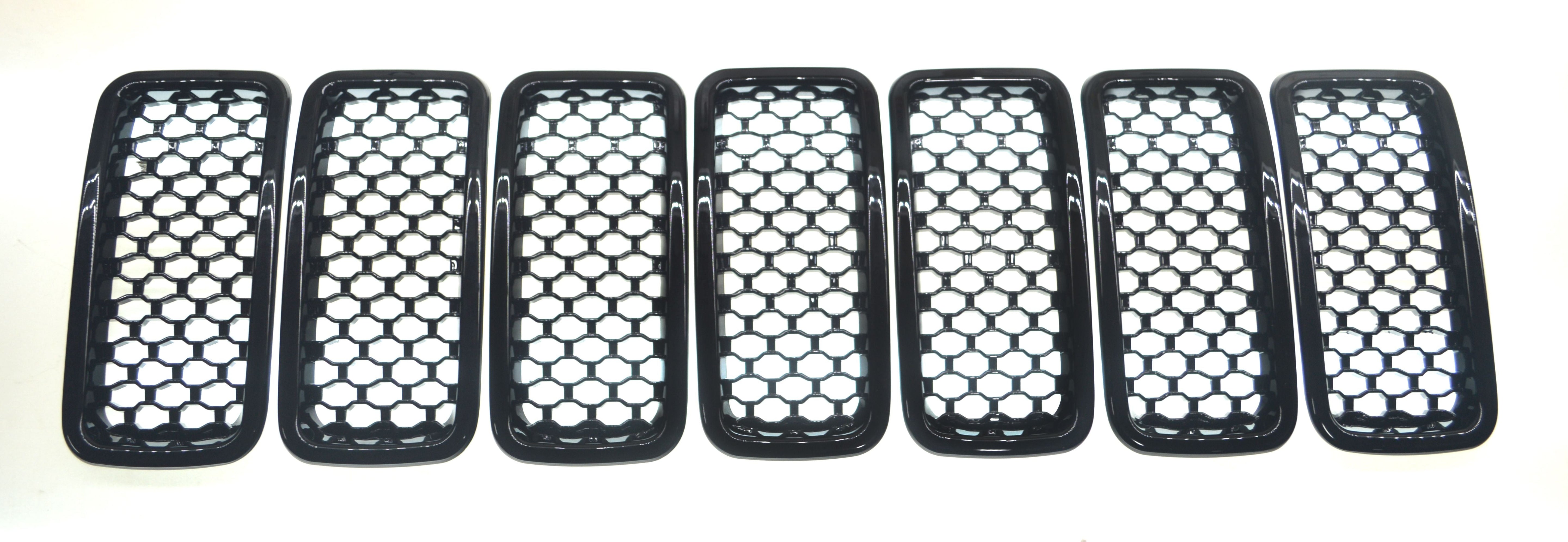 ABS6503BLK 19-22 Jeep Renegade 2019 Late Model 7 PCS Gloss Black Tape-on Grille Overlay