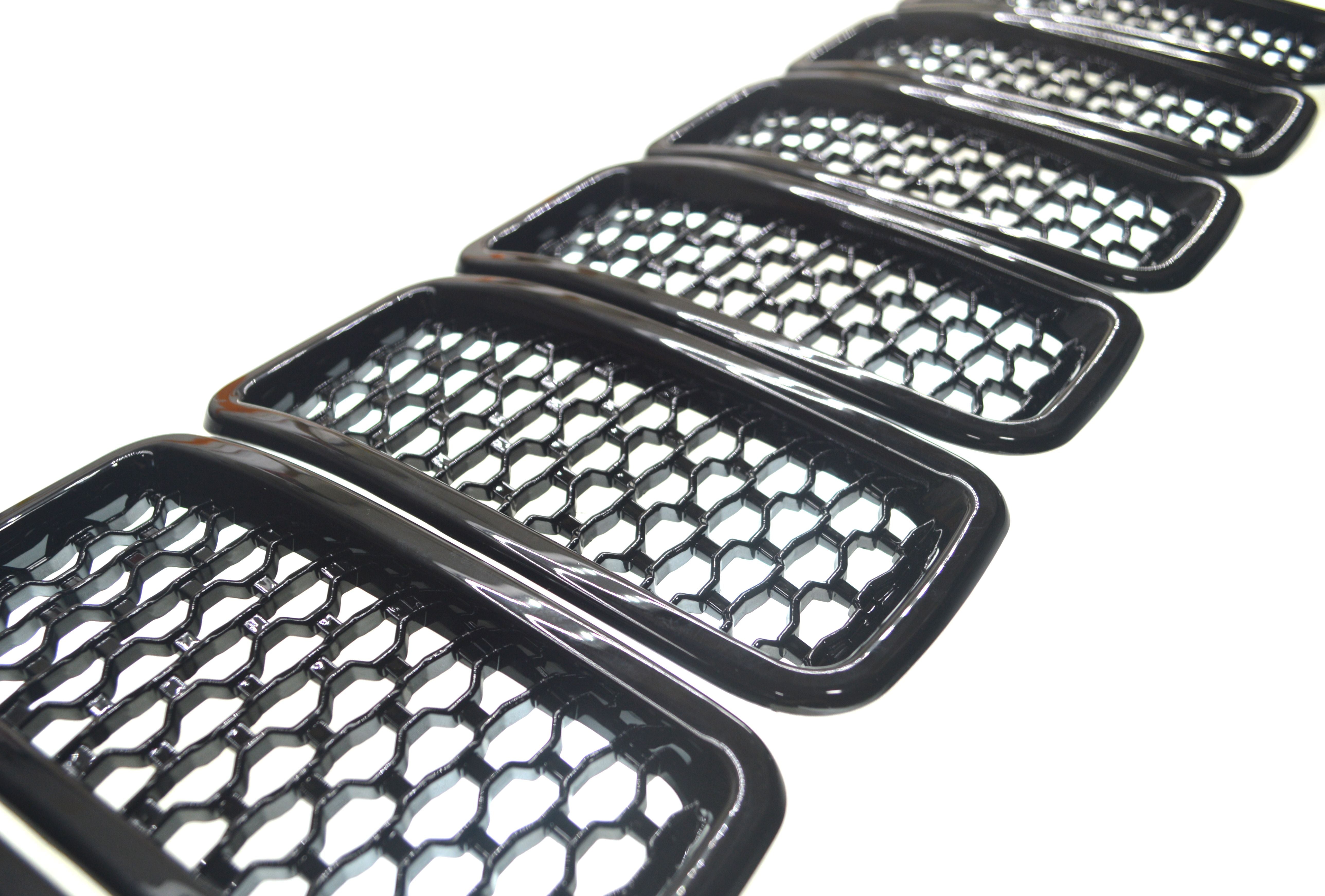 ABS6503BLK 19-22 Jeep Renegade 2019 Late Model 7 PCS Gloss Black Tape-on Grille Overlay