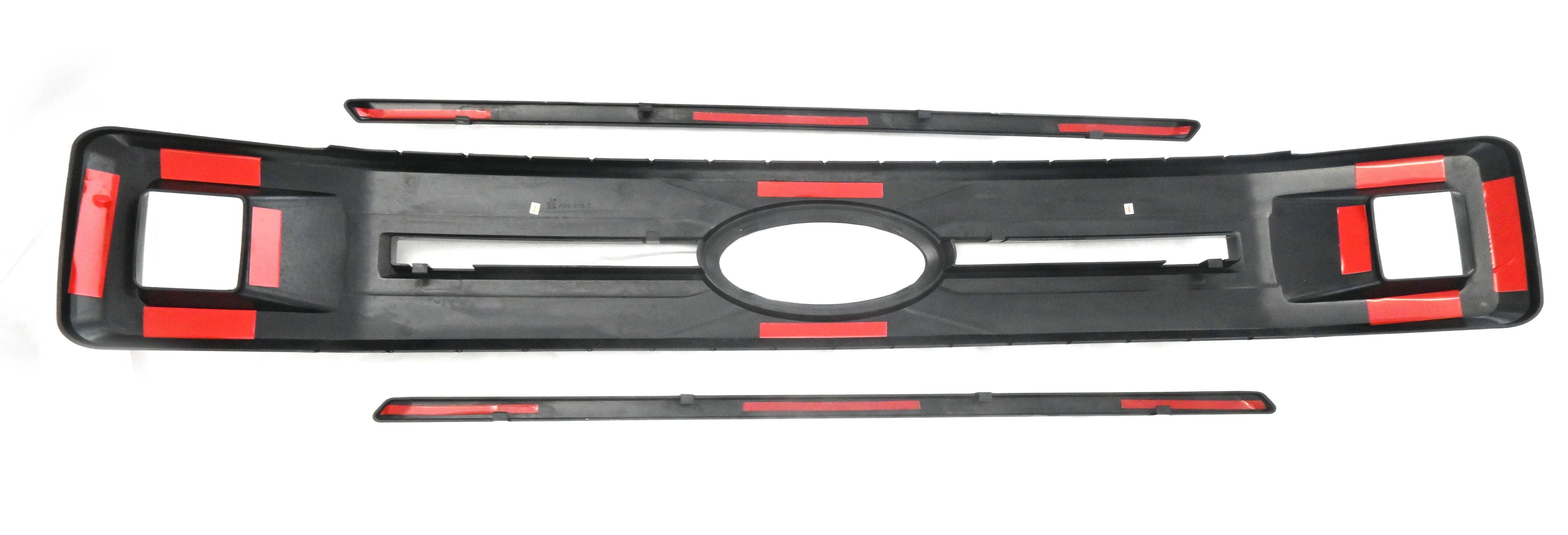 ABS6515BLK 18-20 Ford F-150 XLT 3 PCS Gloss Black Clip-On W/Tape Grille Overlay