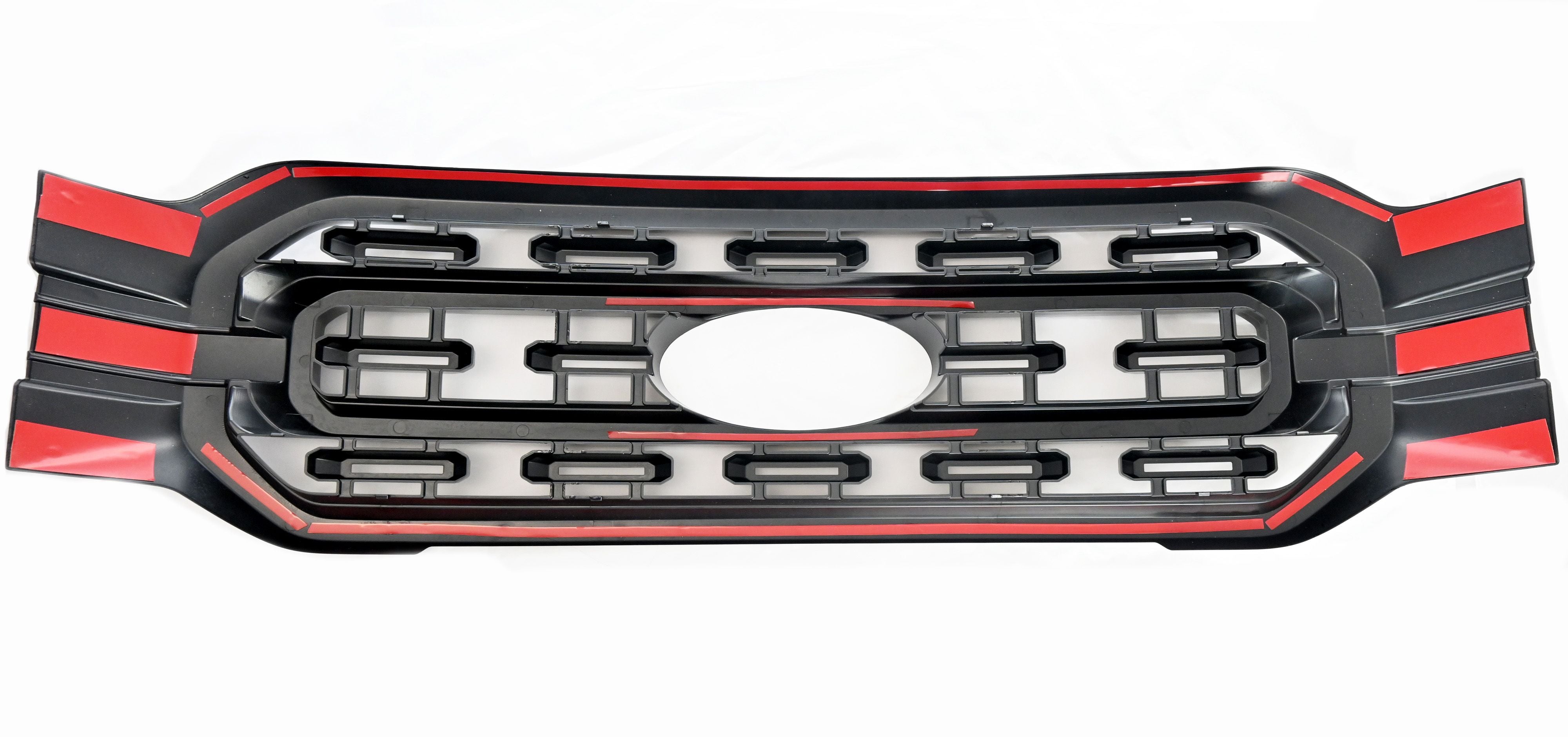 ABS6521BLK 21-23 Ford F-150 XLT/XL 1 PC Gloss Black Clip-On W/Tape Grille Overlay