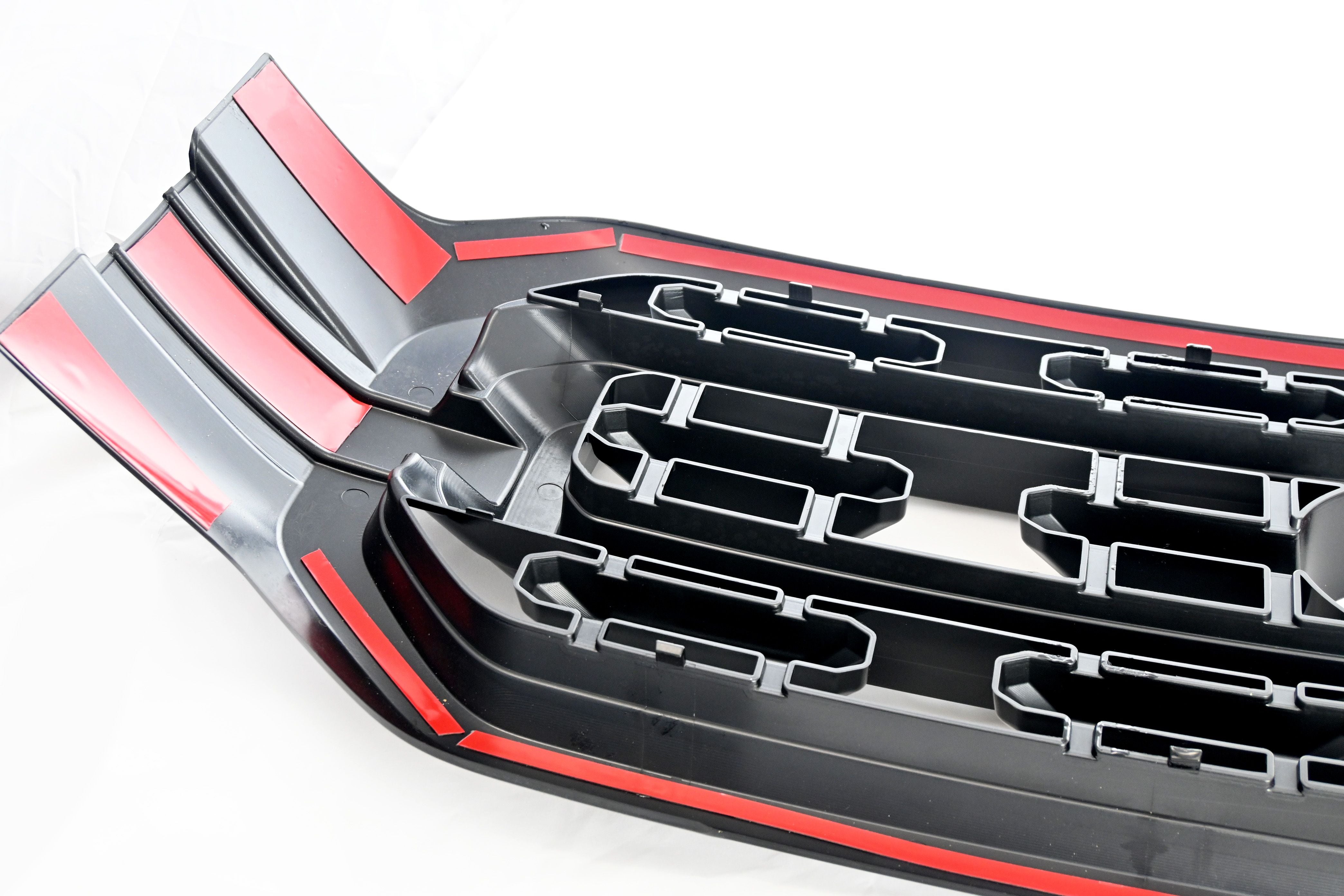 ABS6521BLK 21-23 Ford F-150 XLT/XL 1 PC Gloss Black Clip-On W/Tape Grille Overlay