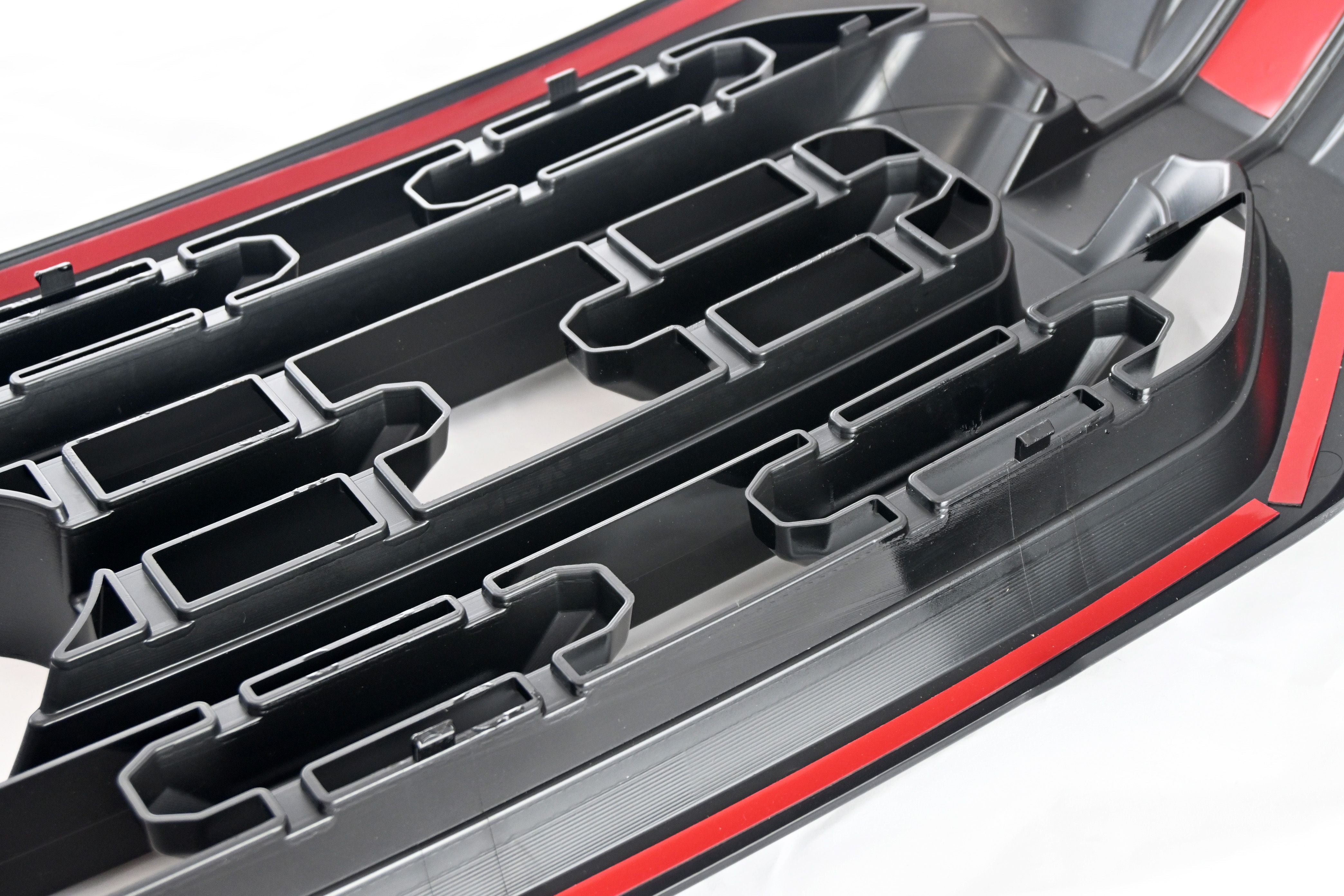 ABS6521BLK 21-23 Ford F-150 XLT/XL 1 PC Gloss Black Clip-On W/Tape Grille Overlay
